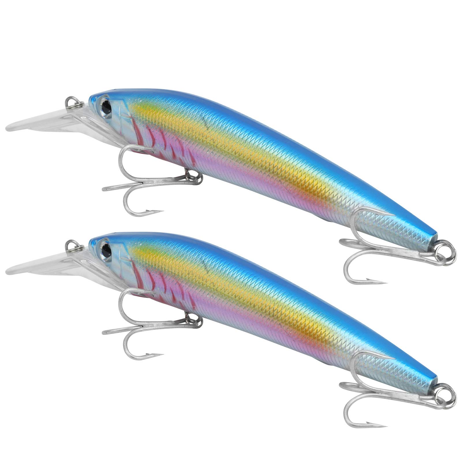 Alomejor Minnow Lure Bait 2Pcs - Premium Crank Bait Fishing Tackle for Bass, Trout & Walleye - Topwater Baits for Freshwater & Saltwater Fishing - Perfect for Kayak, Shore & Boat Fishing Adventures