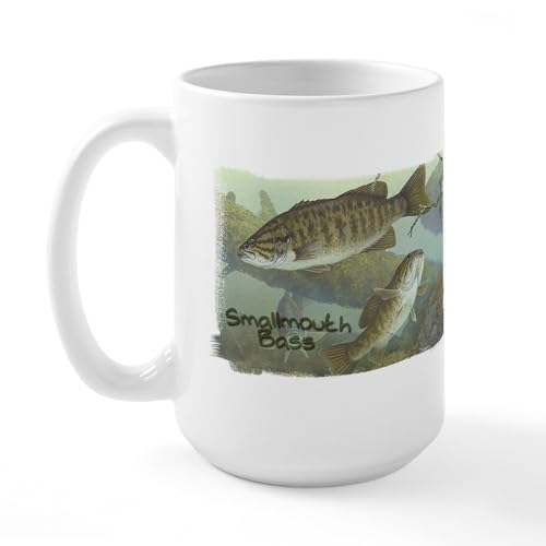 White - Smallmouth Bass, Fish Large Mug