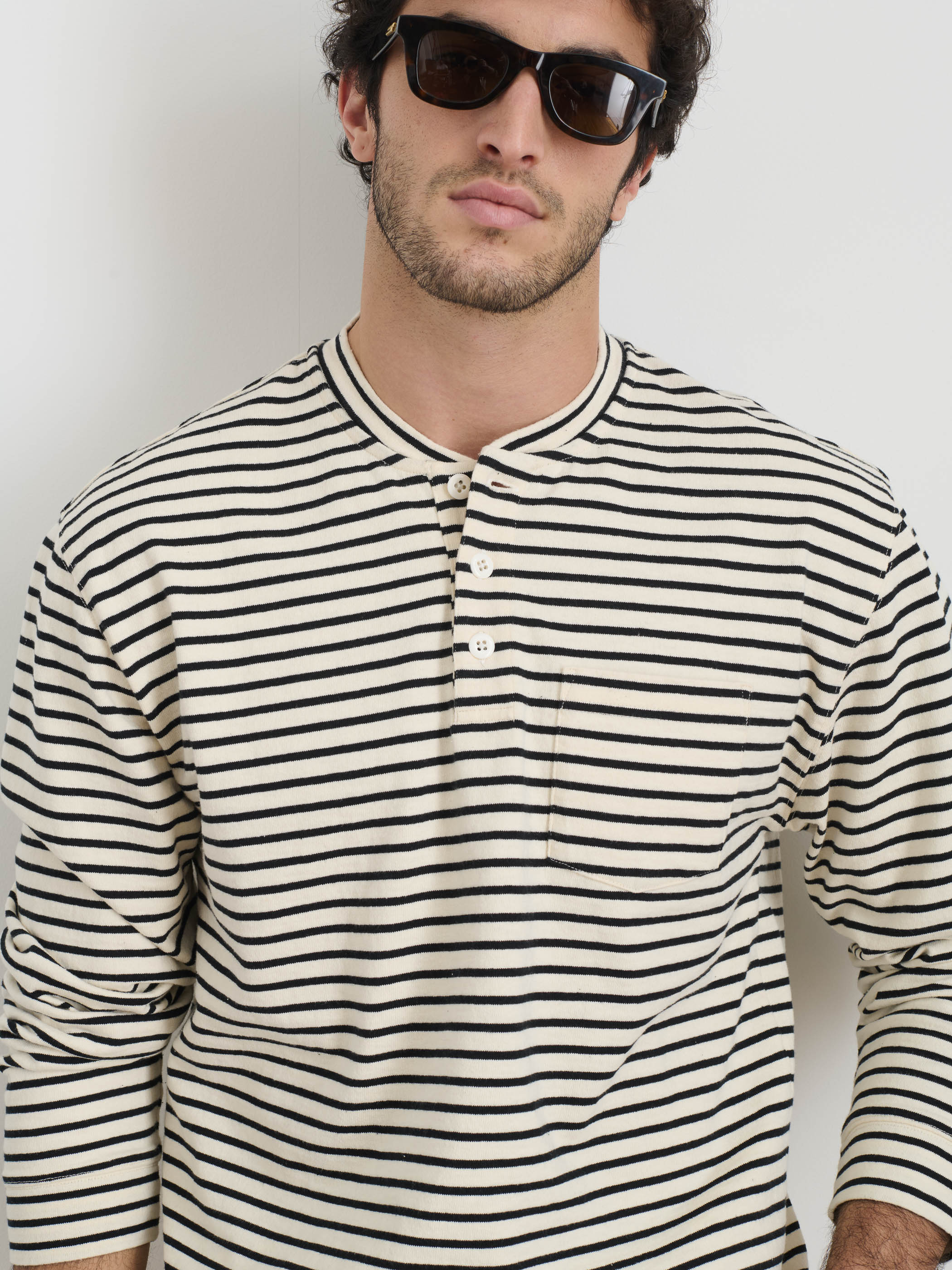 Alan Striped Henley Cotton Shirt for Men - Comfortable Casual Wear for Everyday Outfits and Weekend Relaxation