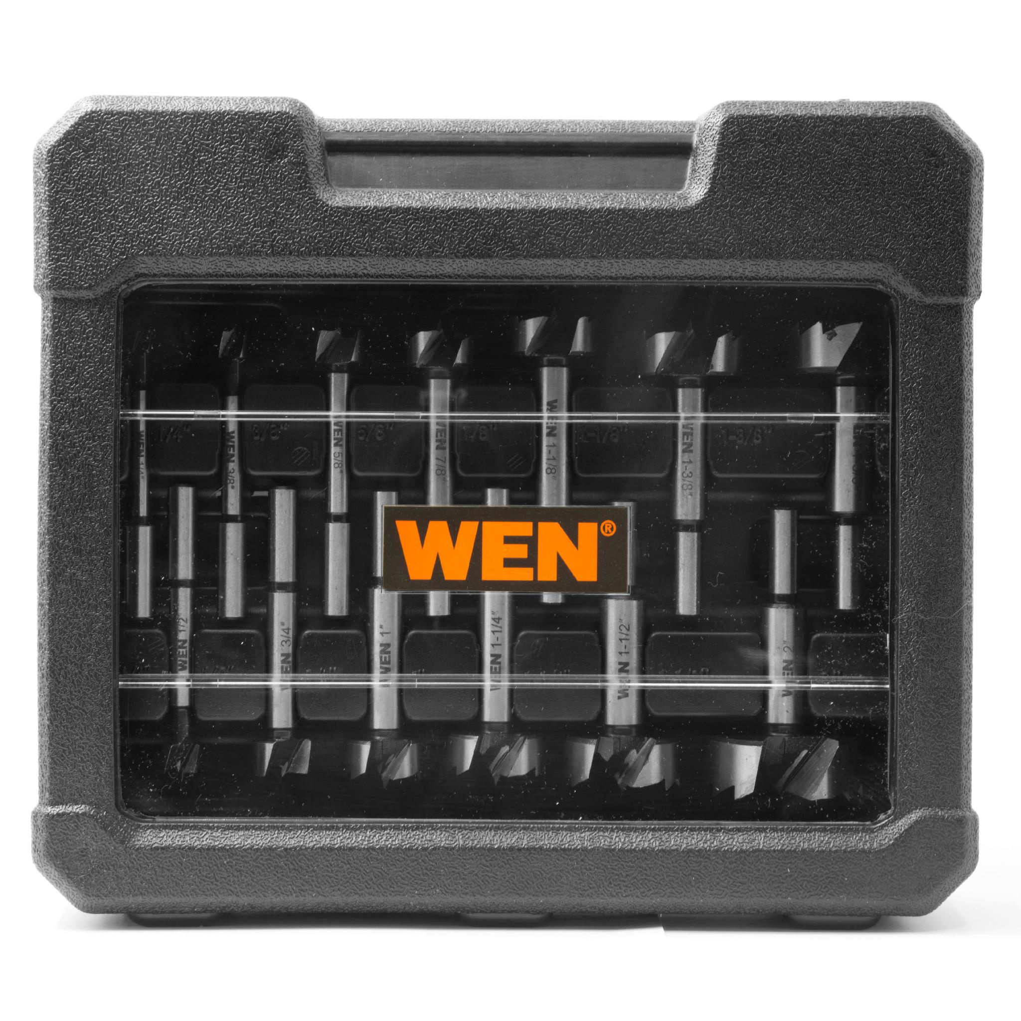 WEN FB5114 14-Piece Forstner Bit Set with Carrying Case - Premium Woodworking Drill Bits for Cabinets, Furniture & DIY Projects
