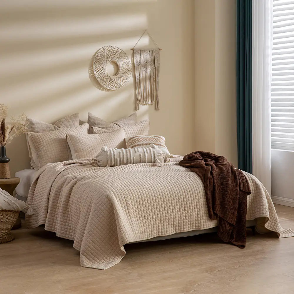Luxury 3-Piece Cotton Waffle Weave Quilt Set - Soft & Breathable Bedding for All Seasons | Perfect for Master Bedroom, Guest Room & Dorm Decor