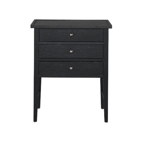 Modern Farmhouse Nightstand - Black Charcoal Oak Wood Finish, Small Bedside Table for Bedroom, Living Room or Nursery