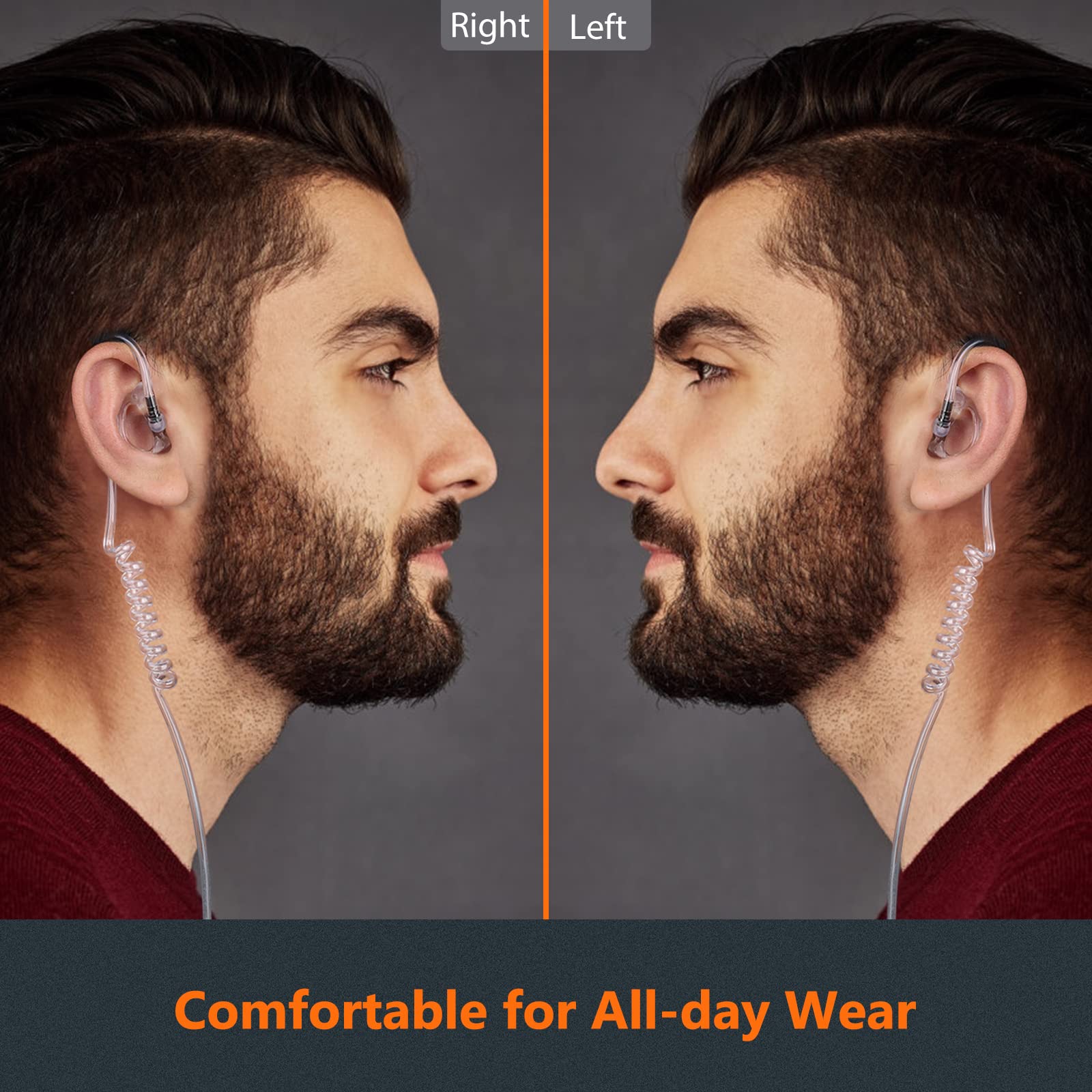 Zeadio 3.5mm Surveillance Earpiece Headset - Listen Only with Acoustic Tube & Earmold - Compatible with Smartphones, Two-Way Radios, Transceivers & Speaker Mics (4 Pack) - Ideal for Security, Surveillance & Communication Professionals
