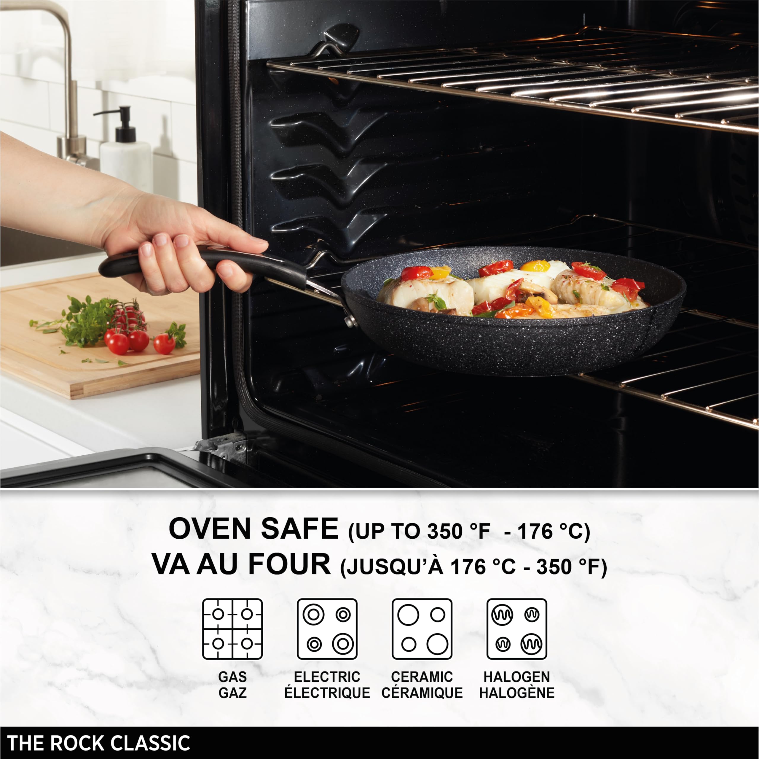 Starfrit The Rock Classic 10-Inch (26cm) Non-Stick Frying Pan - Durable Forged Aluminum Cookware - Oven Safe & PFOA Free - Easy to Clean - Perfect for Sautéing, Frying & Baking at Home