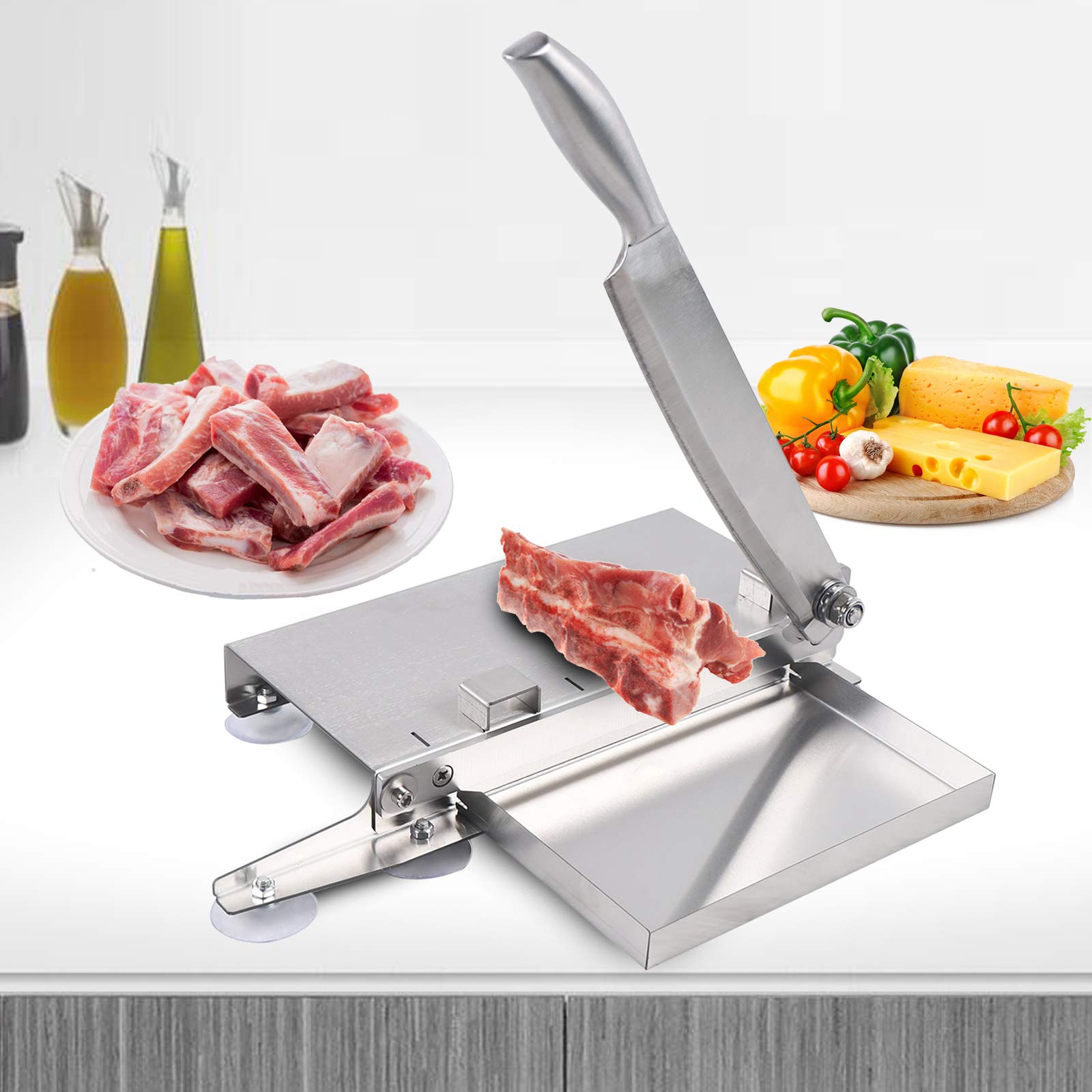 LOYALHEARTDY Manual Meat Slicer & Bone Cutter - Stainless Steel Rib Chopper for Deli, Fish, Chicken, Beef & Frozen Meat - Perfect for Home Kitchens, Butcher Shops & Food Preparation