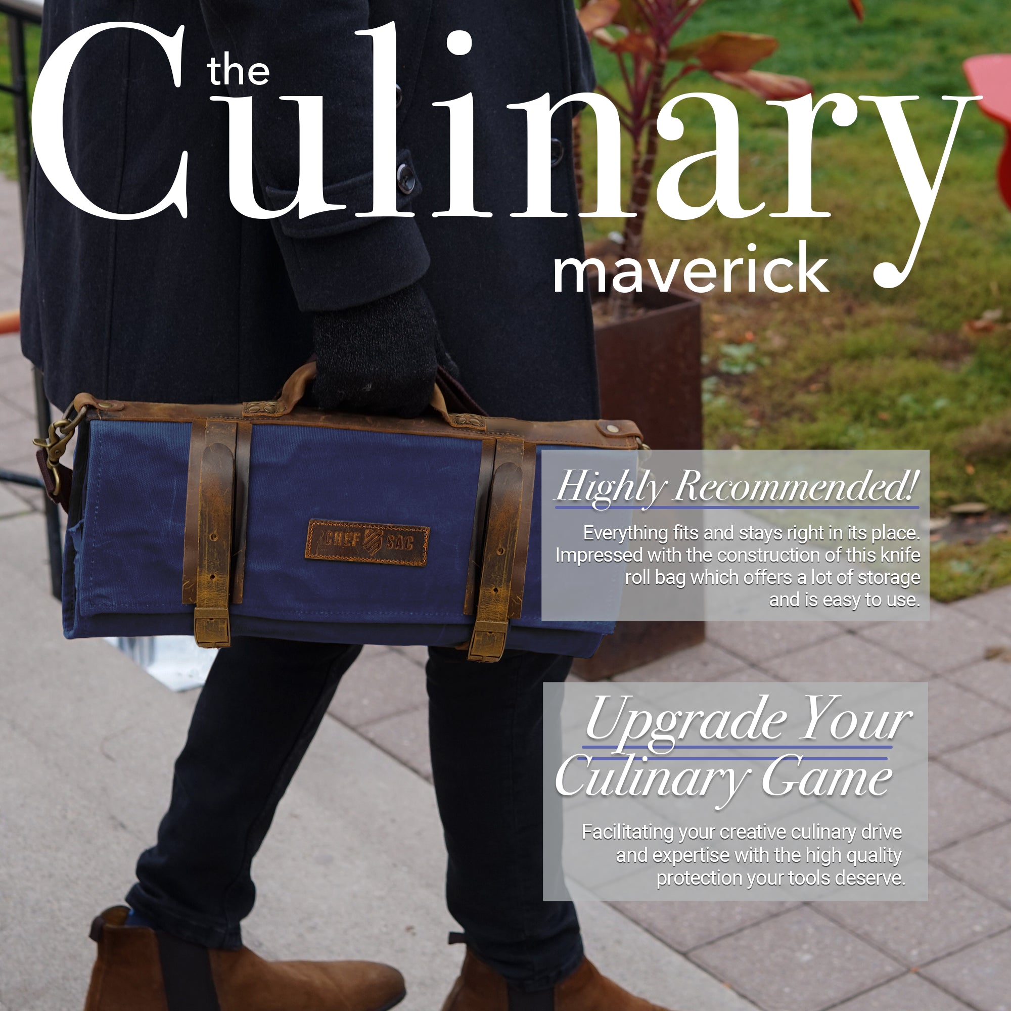 Premium Waxed Canvas & Leather Chef Knife Roll Bag - Professional Knife Storage for Chefs, Culinary Students & Cooking Enthusiasts - Perfect for Kitchen, Travel & Culinary School