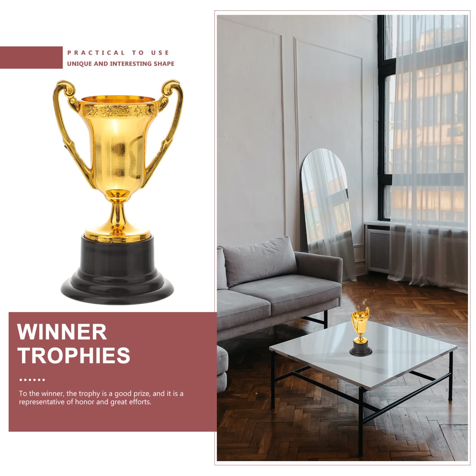 KESYOO 10 Pack Mini Plastic Gold Trophy Cups for Kids - Infants Toys, Football Balloons, Graduation Party Favors, Sports Tournaments & Competition Prizes - Perfect for Squiz Toys, Stocking Stuffers & Award Ceremonies