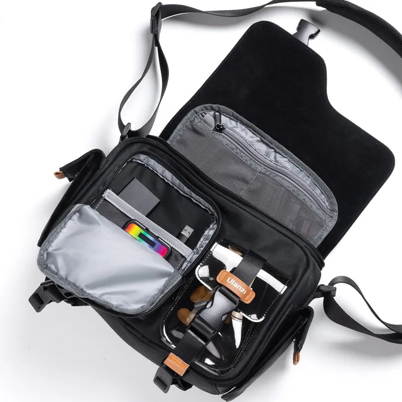 Ulanzi MS12 5.6L Messenger Bag for Men & Women - Durable Crossbody Shoulder Bag with Adjustable Strap, Black (B118) - Perfect for Travel, Work, School & Everyday Use