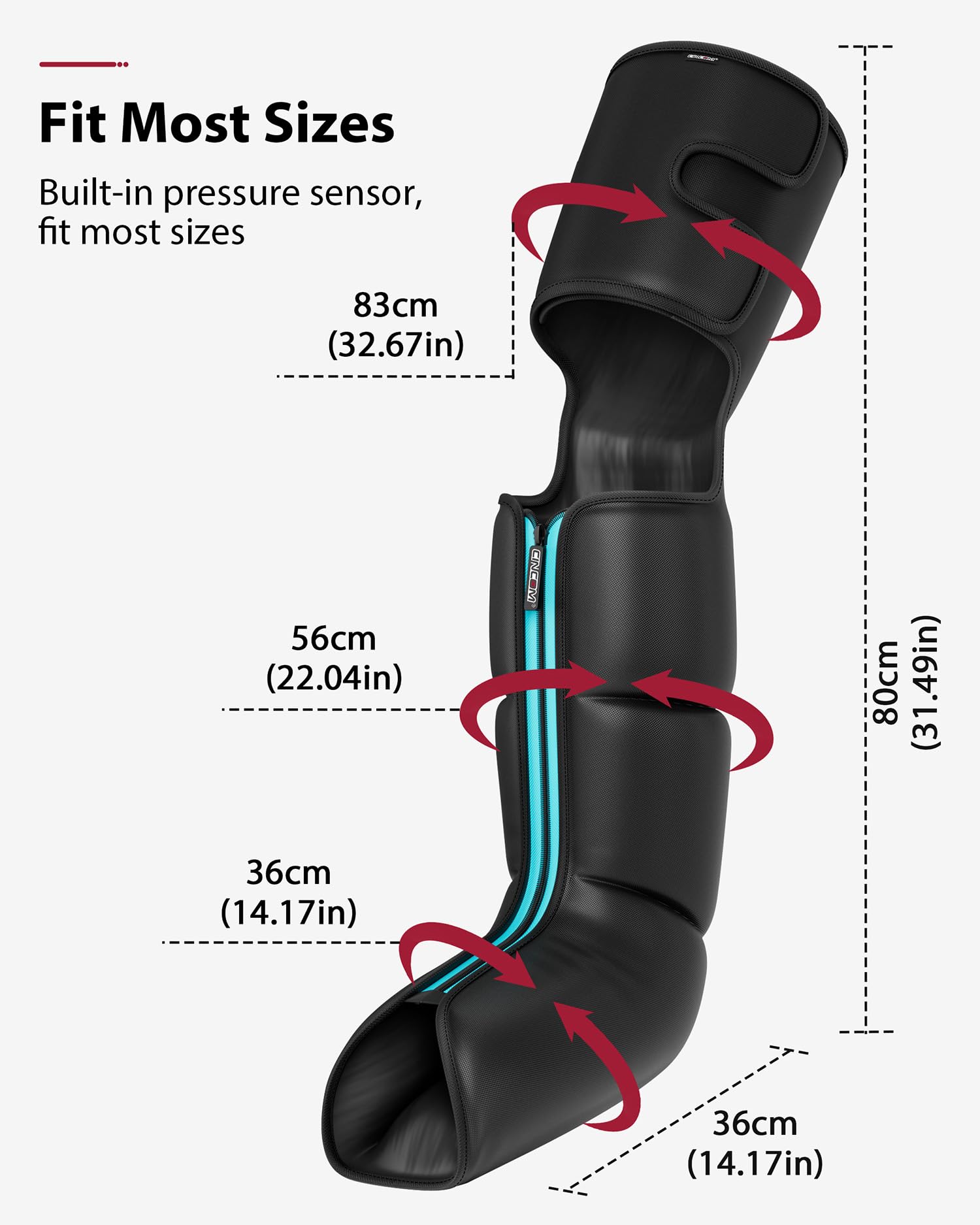 CINCOM 3-in-1 Air Compression Leg Massager for Foot, Calf & Thigh - Circulation Booster, Pain & Edema Relief, RLS Recovery - Perfect for Post-Workout, Office Workers & Travelers
