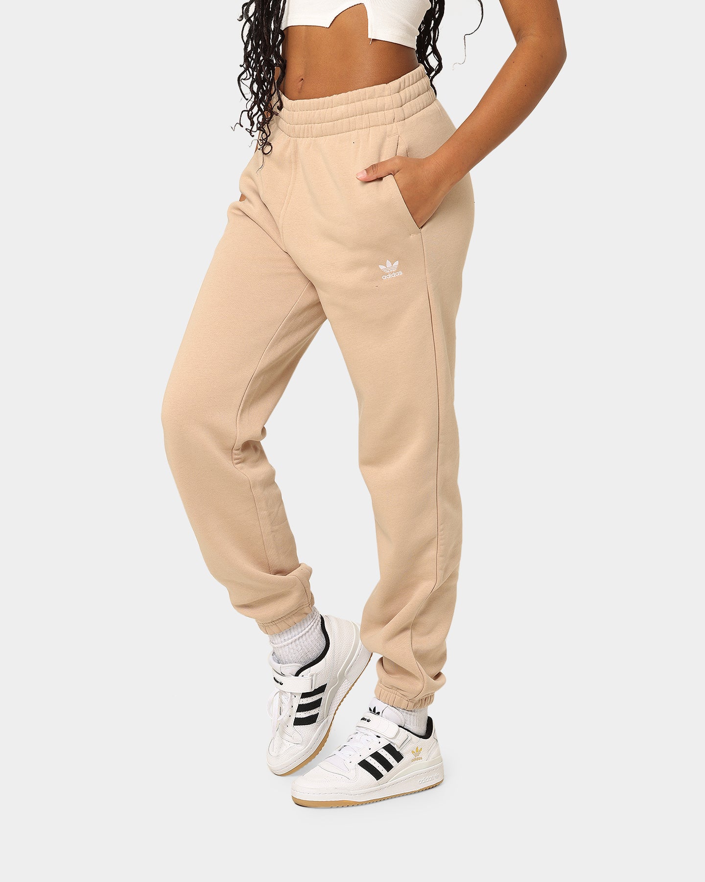 Adidas Women's Adicolour Essentials Fleece Sweatpants - Magic Beige | Soft Comfortable Lounge Pants for Yoga, Running & Casual Wear