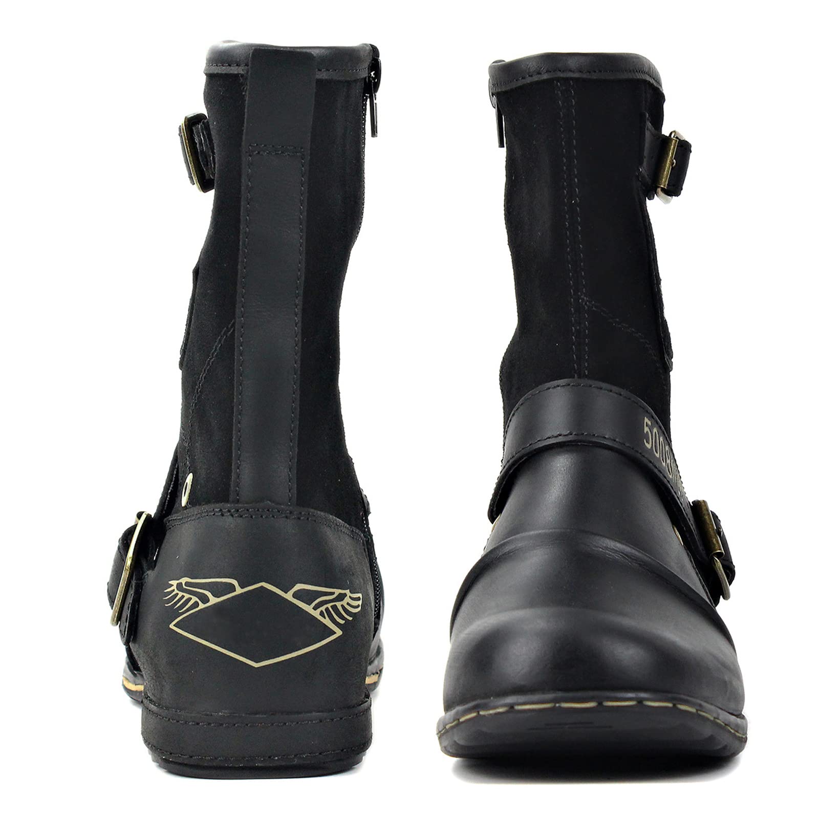 TNXZ Men's Fashion Leather Moto Boots - Western Cowboy Boots with Zipper for Casual Wear | Perfect for Motorcycle Riding, Outdoor Adventures & Country Style Outfits