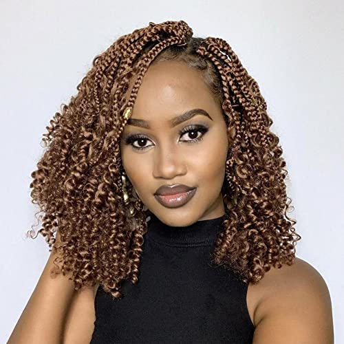 8-Pack Box Braid Crochet Hair with Curly Ends - 14 Inch Bohemian Goddess Braiding Hair Extensions for Black Women | Perfect for Boho, Protective & Natural Hairstyles
