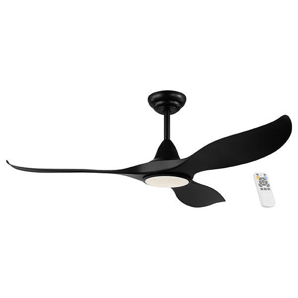 Eglo Noosa 52 Inch 132cm DC Ceiling Fan with 18W LED CCT Light in Black - Energy Efficient Quiet Operation for Living Room, Bedroom, and Office