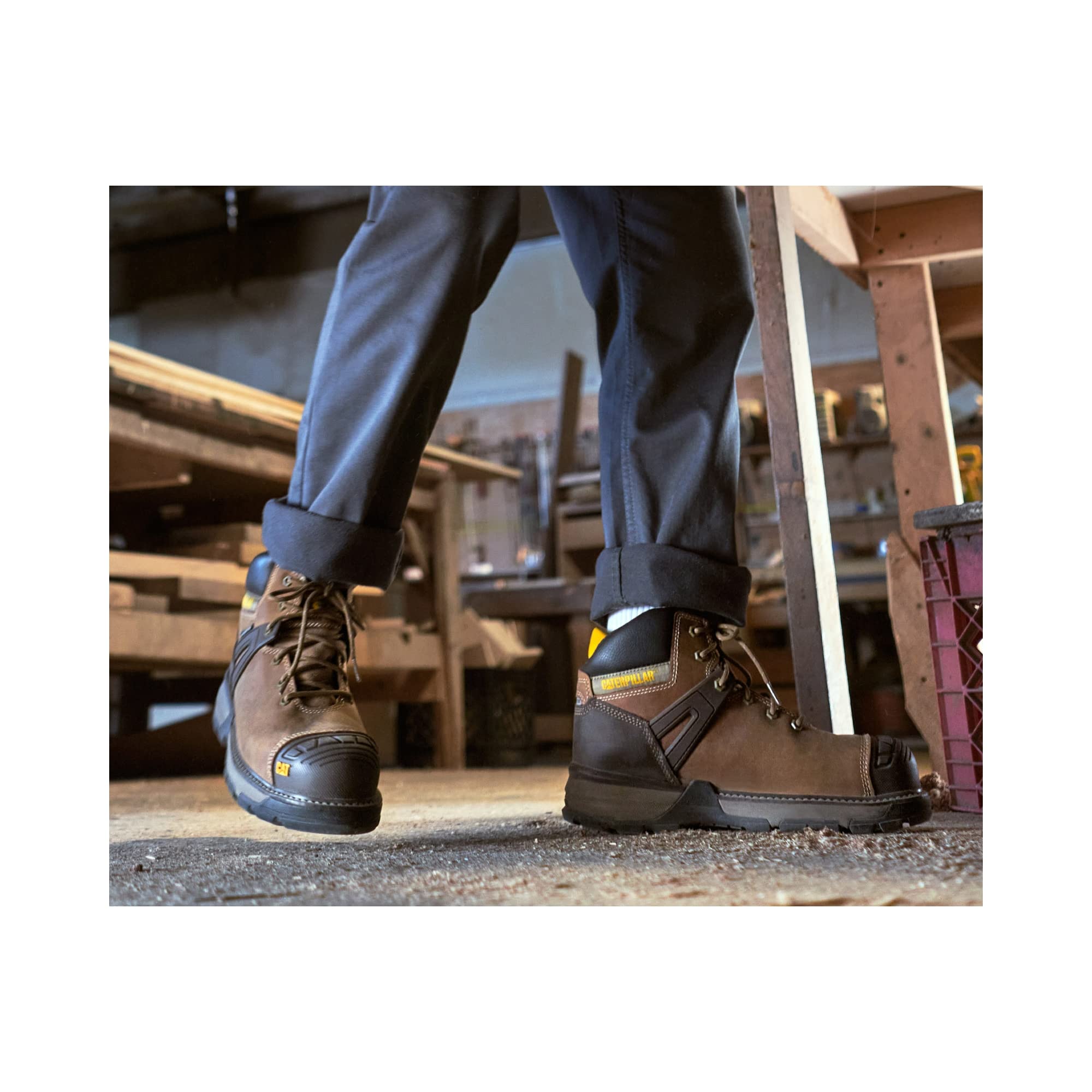 **Caterpillar Men's Superlite Waterproof Soft Toe Work Boots - Dark Beige | Durable & Comfortable for Construction, Landscaping & Outdoor Work**