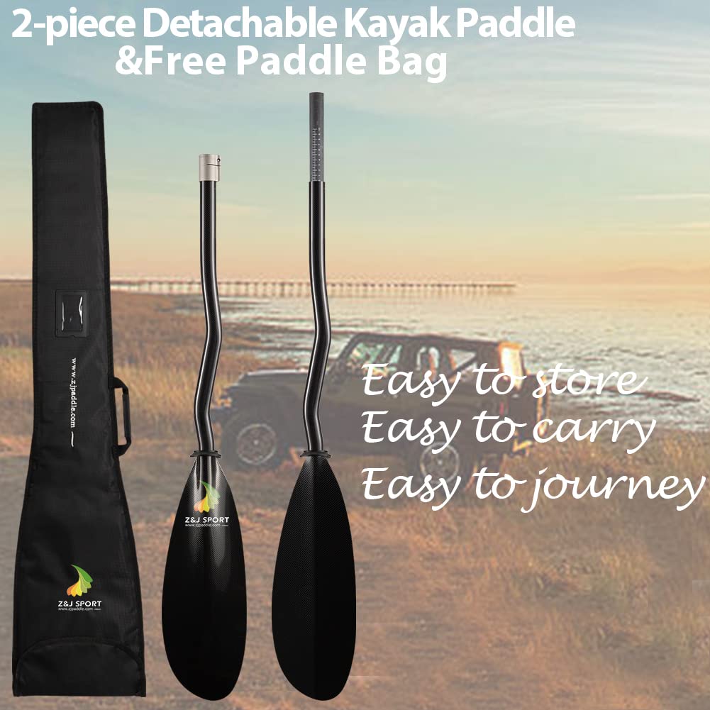 Premium Full Carbon Sea Kayak Paddle with Adjustable Length & Paddle Bag - Lightweight Touring Kayak Oar for Ocean, River & Lake Kayaking | Perfect for Recreational Paddling, Fishing & Water Sports Adventures