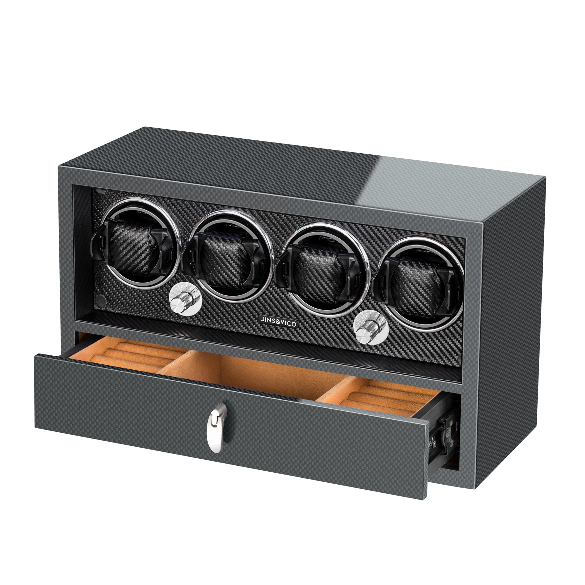 Premium Automatic Watch Winder with Japanese Mabuchi Motor - LCD Touchscreen Control, Carbon Fiber Exterior & Adjustable Watch Pillows | Perfect for Rolex, Omega & Luxury Watch Collections | Home & Office Use