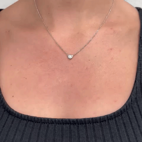 14K Gold Solitaire Diamond Pendant Necklace - 0.20 Carat Round Cut Diamond in Bezel Setting (6.00 mm) - Perfect for Anniversary Gifts, Valentine's Day & Special Occasions
