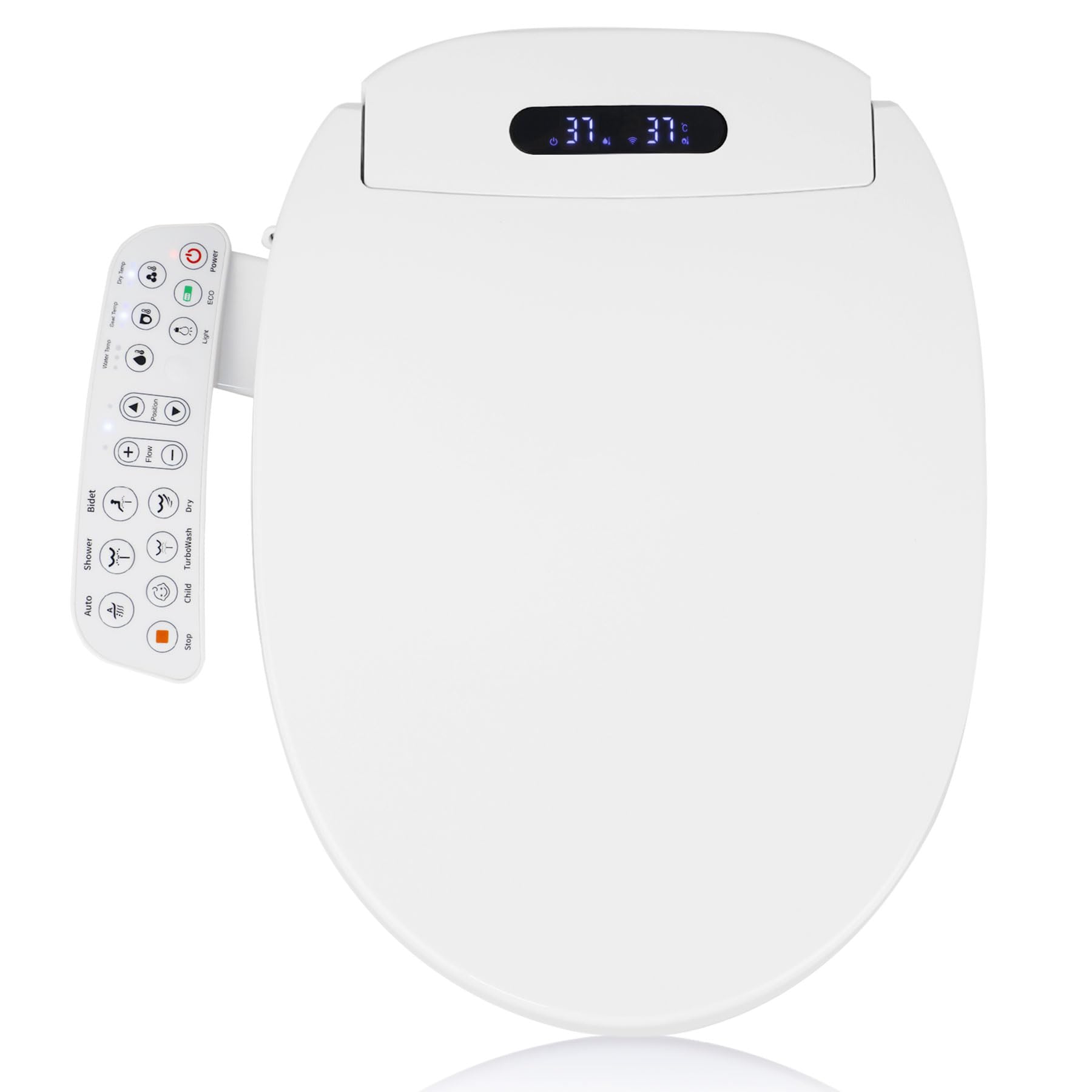 Smart Heated Bidet Toilet Seat Round - Unlimited Warm Water, Vortex Wash, Warm Air Dryer, Rear/Front Wash & LED Light - Perfect for Modern Bathrooms & Luxury Home Upgrades