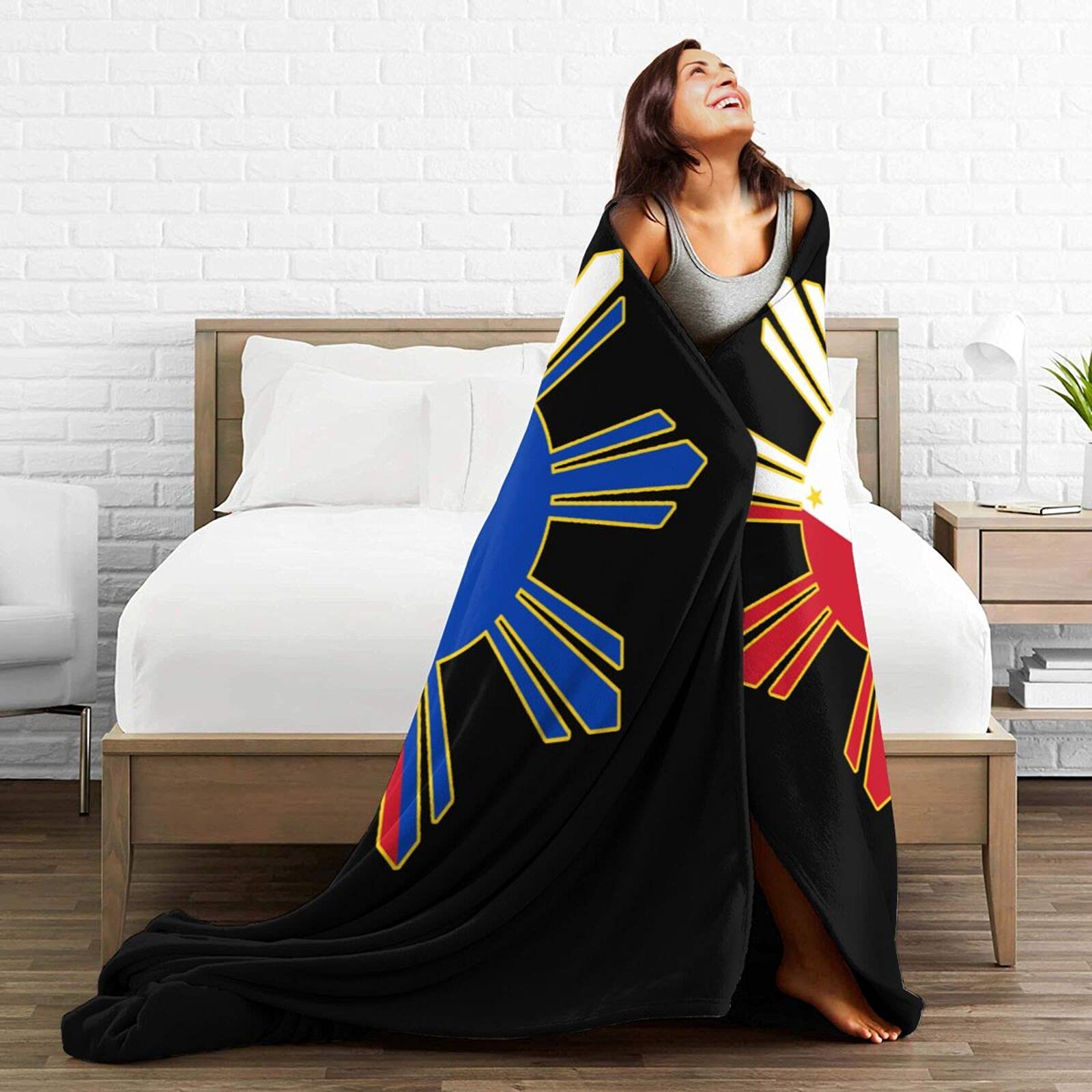 Filipino Flag Flannel Fleece Throw Blanket - Soft & Warm Blanket for Bed, Sofa, Living Room - Perfect for Cozy Nights, Camping & Home Decor