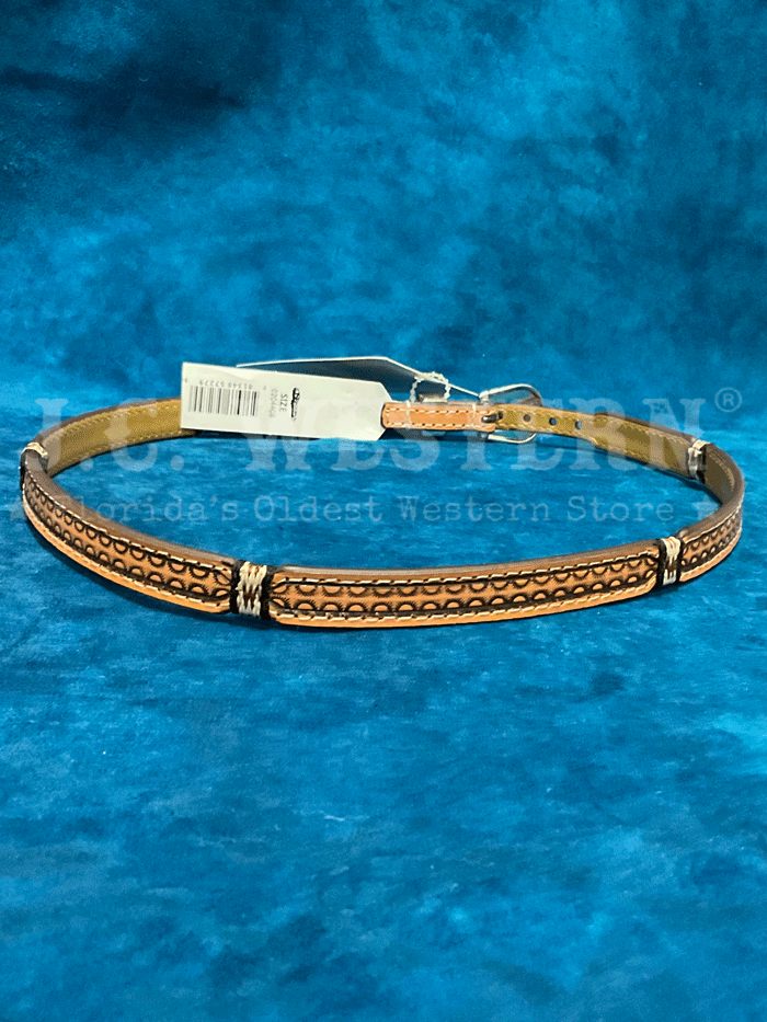 Nocona 0204408 Tooled Scalloped Leather Hatband for Cowboy Hats - Tan Western Style Accessory - Perfect for Rodeo, Ranch Work & Country Fashion