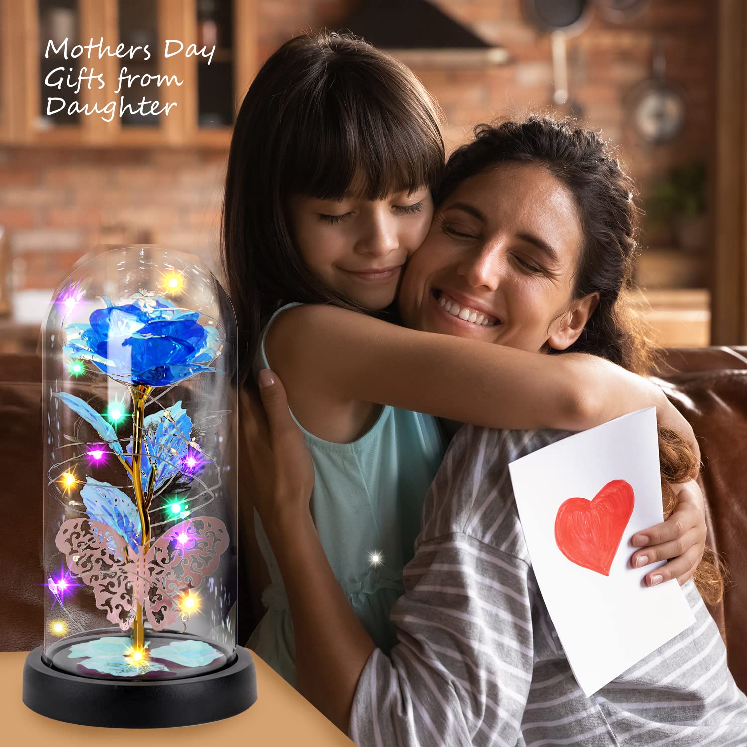 Eternal Rose in Glass Dome - Galaxy Rose Gift for Women, Mom, Valentine's Day, Birthday, Christmas, Wedding (Blue) | Romantic Home Decor, Anniversary Present, Special Occasion Gift Idea