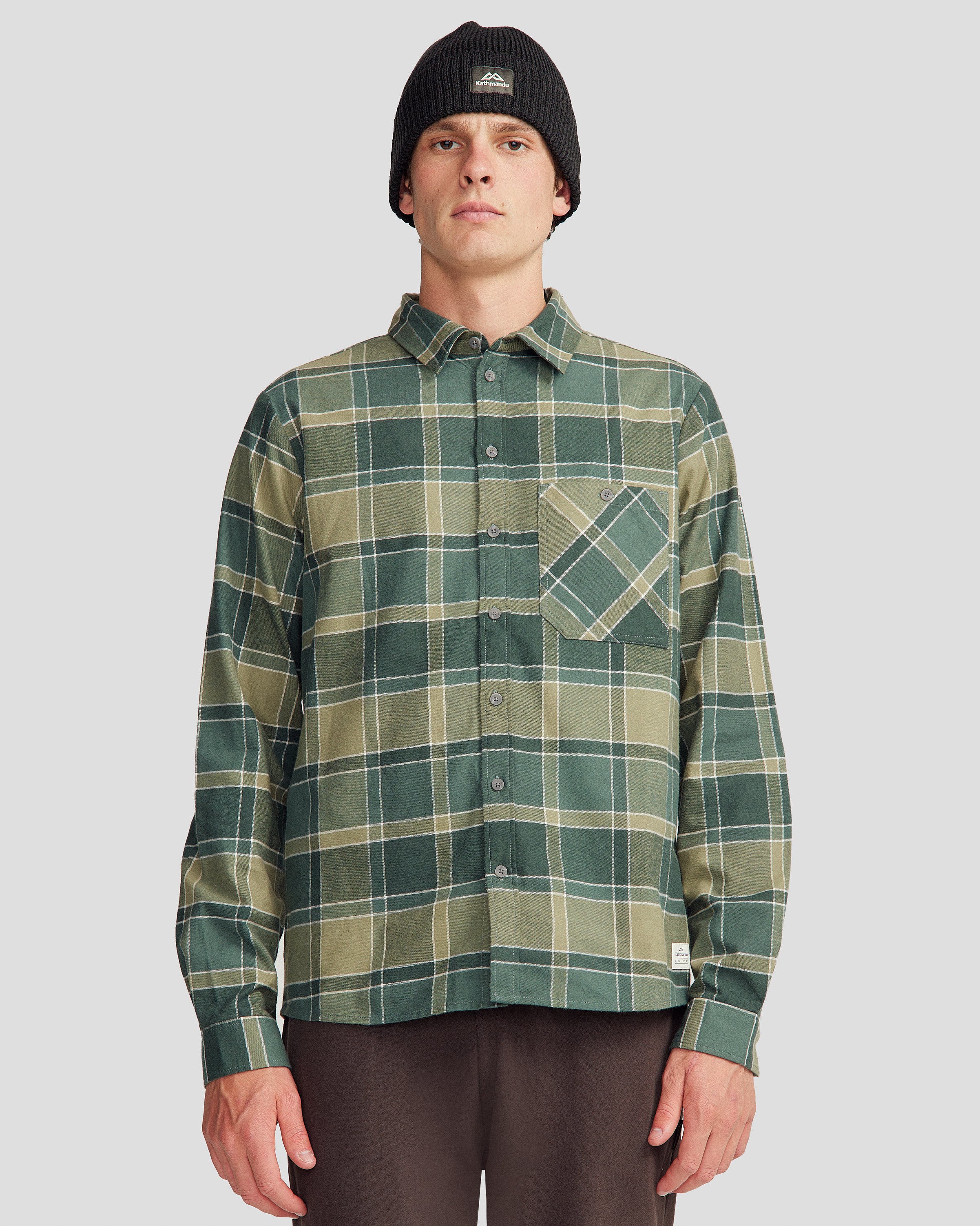 Fyfe Men's Long Sleeve Plaid Shirt - Classic Forest Checkered Flannel Button Down for Casual Wear & Outdoor Activities