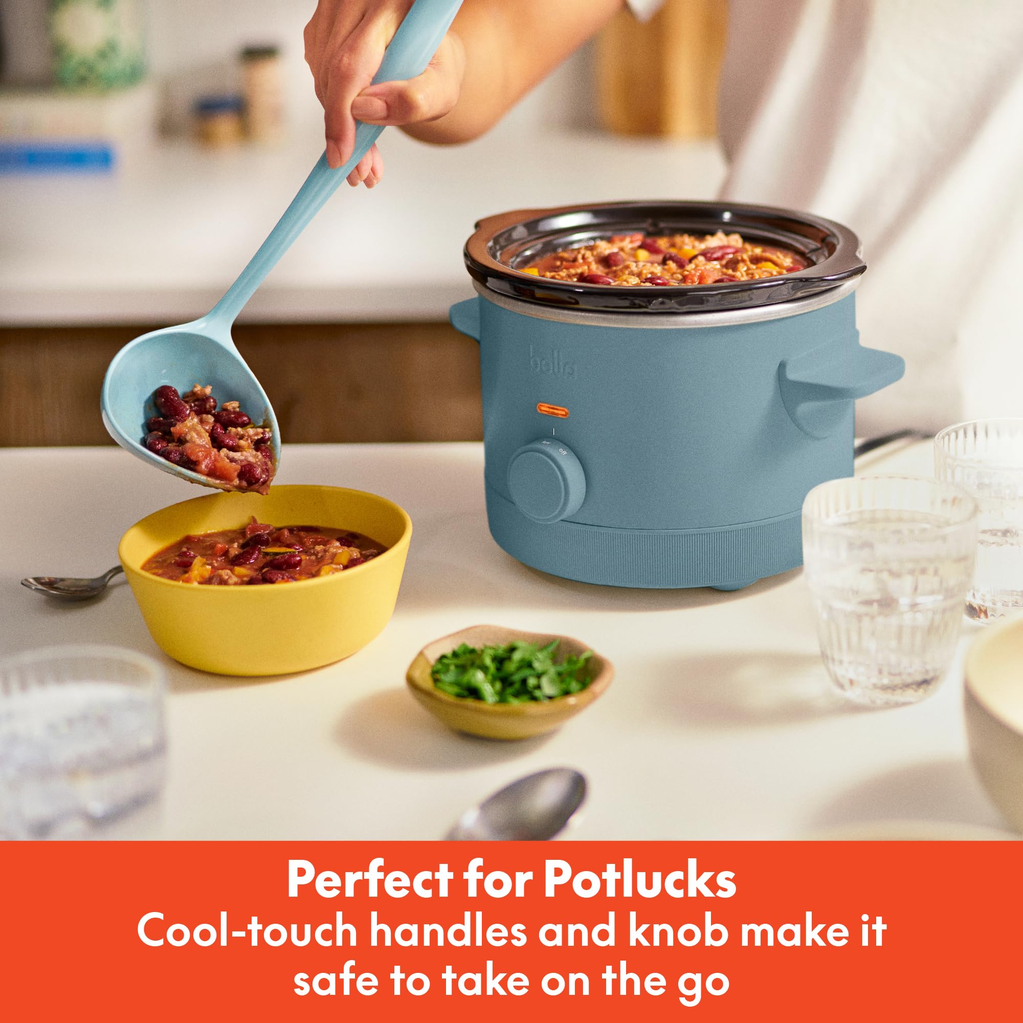 Bella 1.5 Qt Slow Cooker with 3 Heat Settings - Manual Control, EverGood™ Ceramic Nonstick Coating, Dishwasher Safe Stoneware Pot & Tempered Glass Lid - Tangle-Free Cord Wrap & Cool-Touch Handles - Perfect for Small Families, Dorm Rooms, Office Lunches & Meal Prep