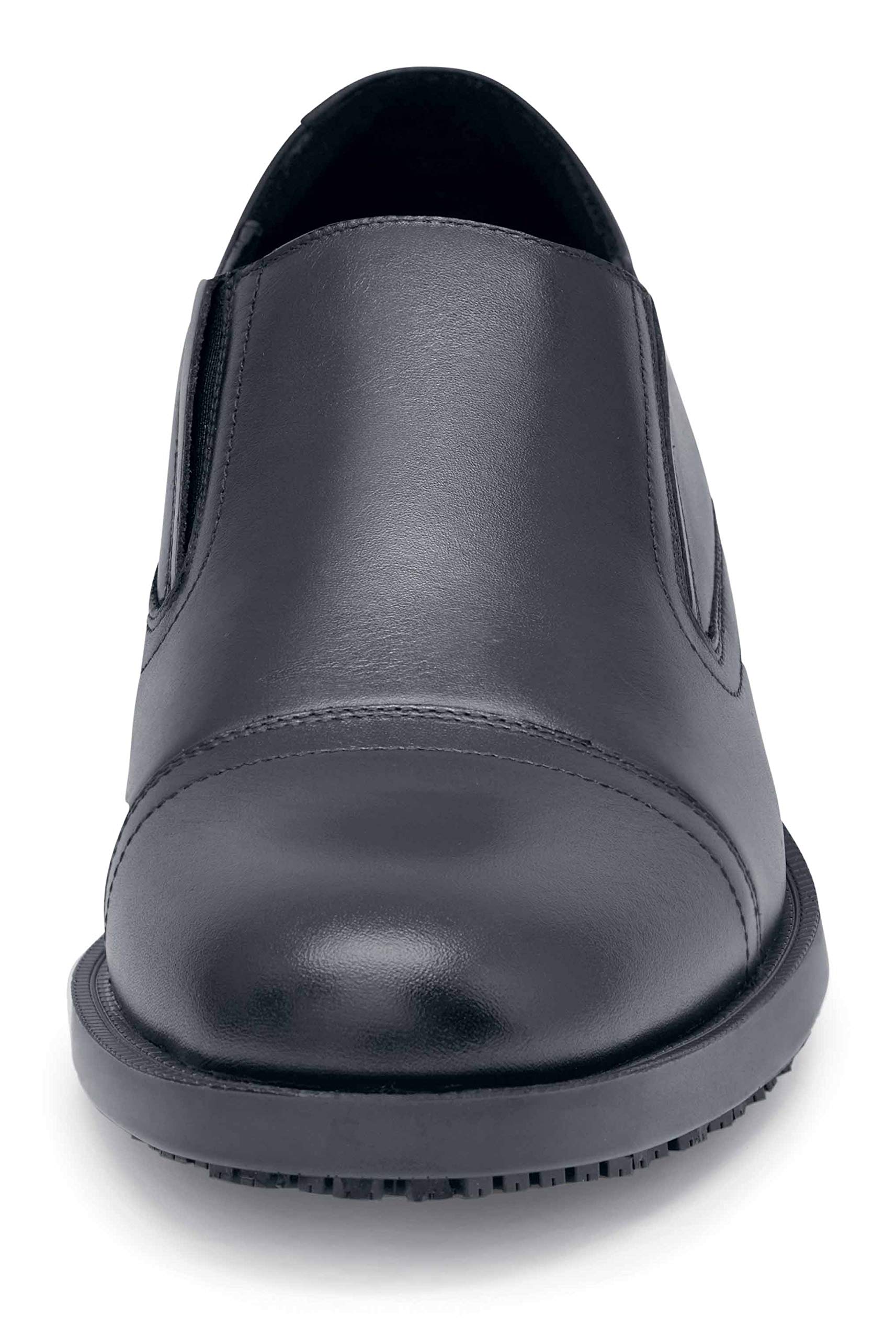 Slip-Resistant Men's Leather Slip-On Dress Shoes for Crews Statesman - Non-Slip Work Shoes for Restaurant, Hospitality & Office Professionals
