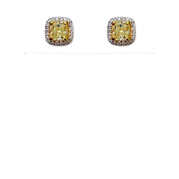 18K White Gold Yellow Diamond Stud Earrings for Women - Elegant & Luxurious Gift for Anniversary, Wedding, or Special Occasions
