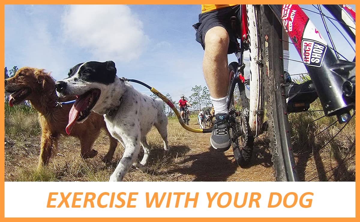 Best Dog Bike Leash - Adjustable Bicycle Tow Leash for Safe Cycling with Pets, Yellow - Perfect for Outdoor Adventures, Jogging & Bike Rides with Your Dog
