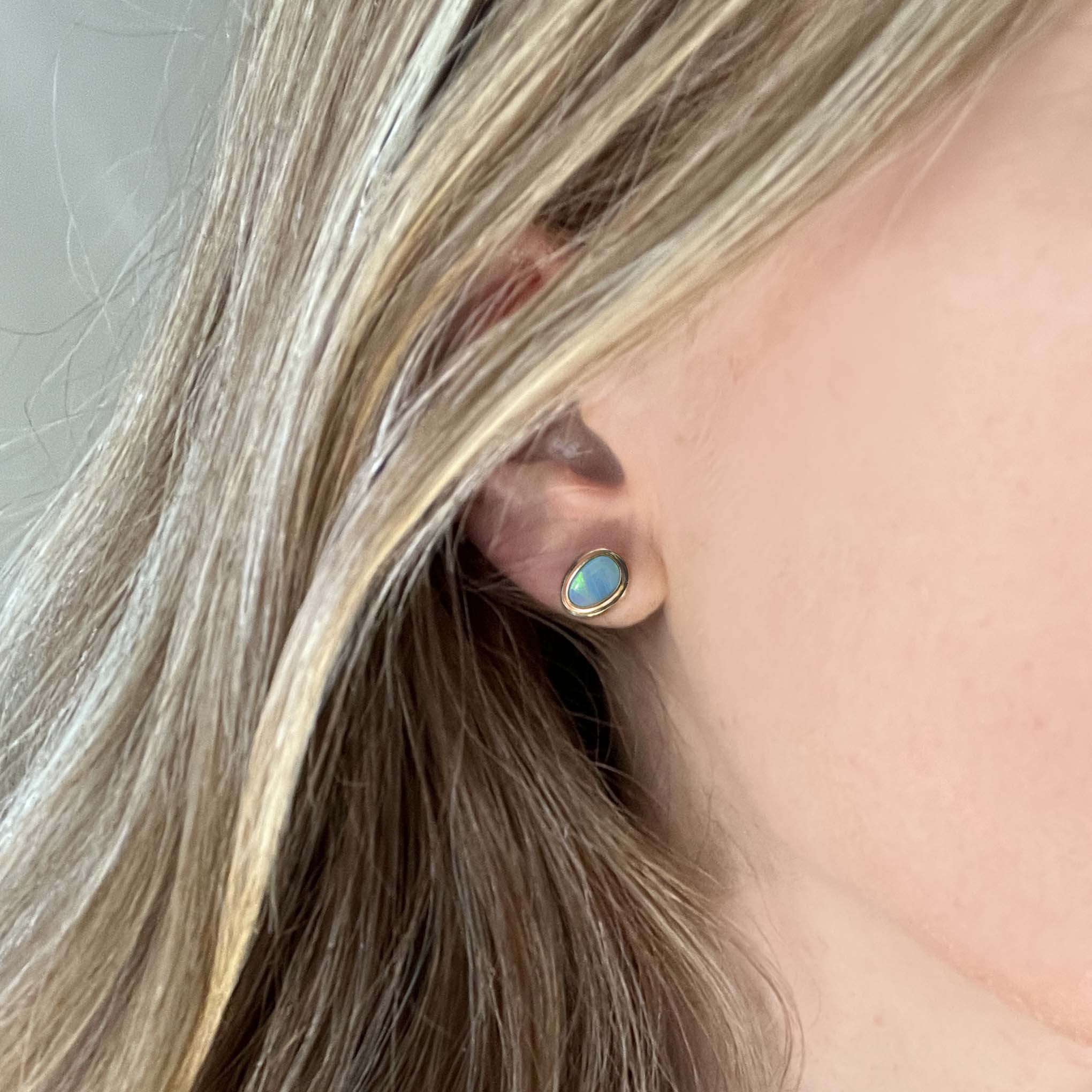14K Gold Boulder Opal Stud Earrings for Women - Elegant Handmade Jewelry for Daily Wear, Parties & Gifts