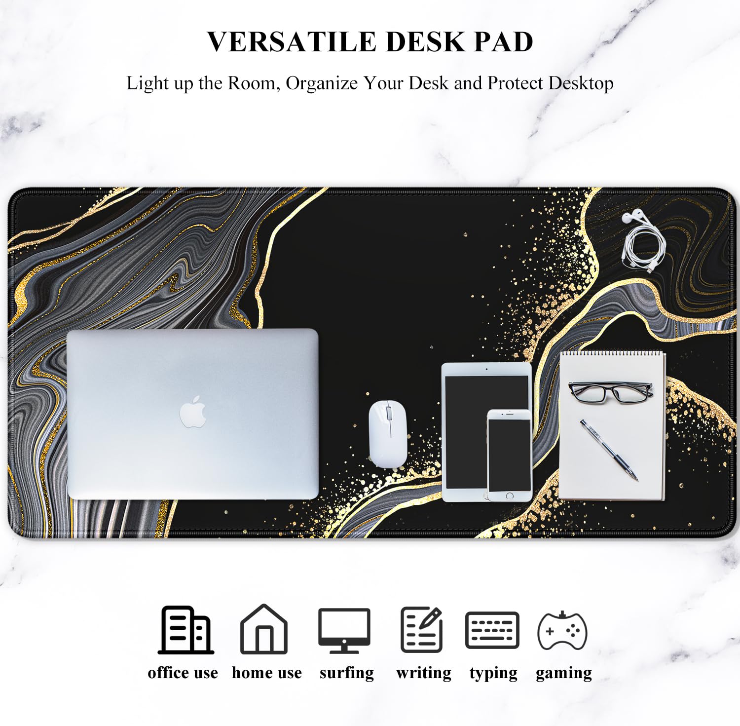 Auhoahsil XXL Gaming Mouse Pad - Non-Slip Desk Mat for Office & PC Gaming (35.5x15.7in)