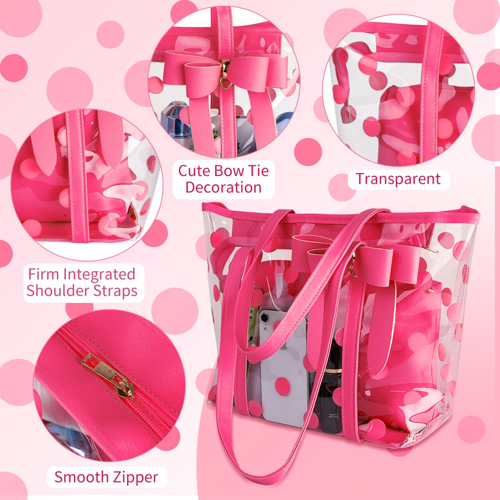 Waterproof PVC Clear Tote Bag for Women - Lightweight Shoulder Handbag, Beach Bag, Shopping & Work Tote - Perfect for Pool, Gym, Travel & Daily Use