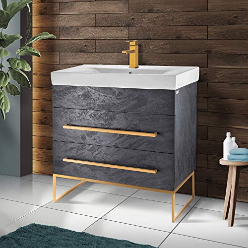 Black Marble - Satin Brass Hardware