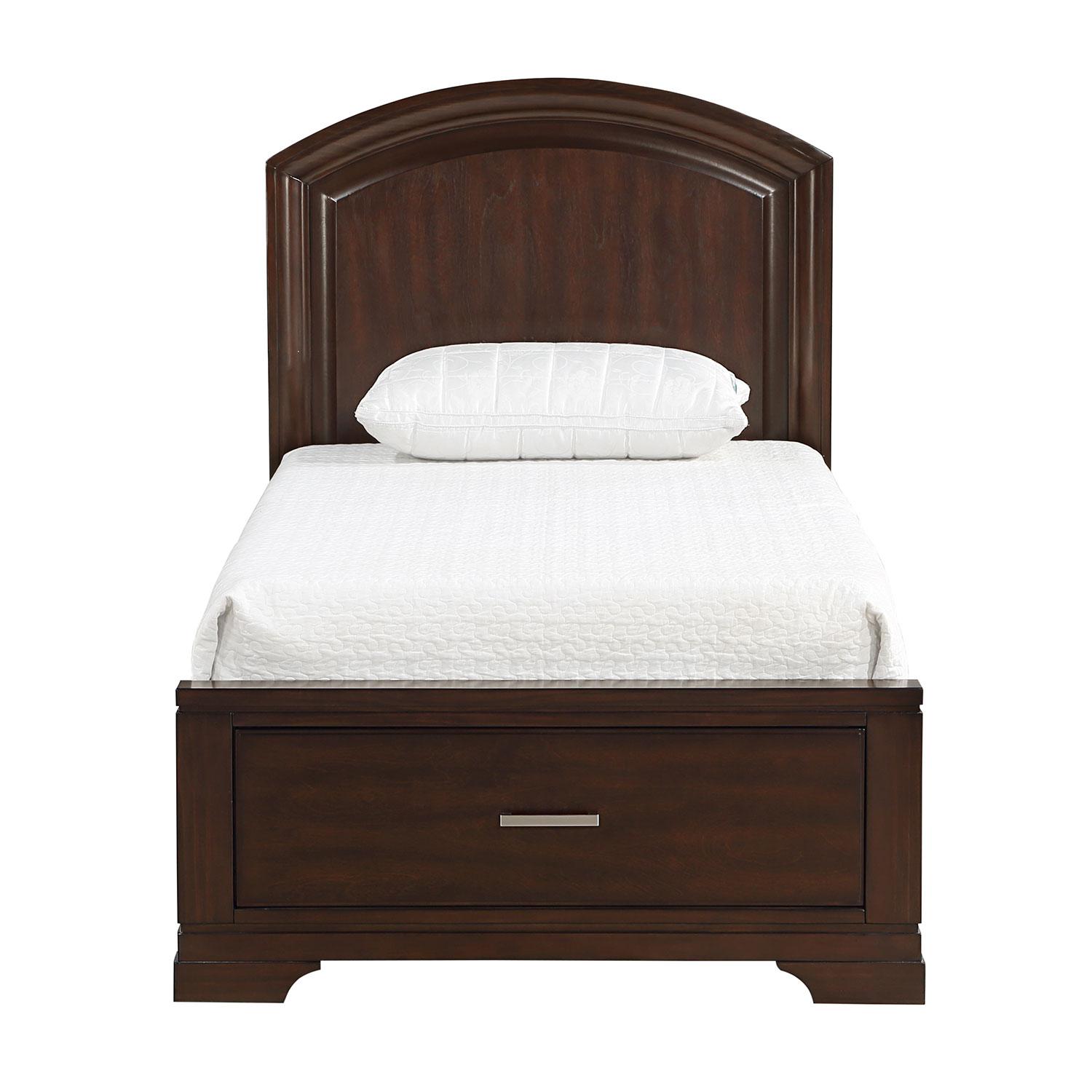 Arista 3-Piece Twin Storage Bed Frame with Drawers - Brown Cherry Finish - Space-Saving Bedroom Solution for Kids, Teens & Small Rooms