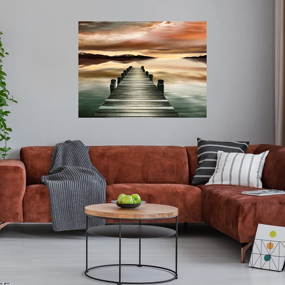 Sunset Jetty Fine Art Canvas Wall Decor by Danita Delimont - 43x32 Inch Ready to Hang Painting for Living Room, Bedroom, Office & More - Coastal Home Decor & Gift Idea for Beach House