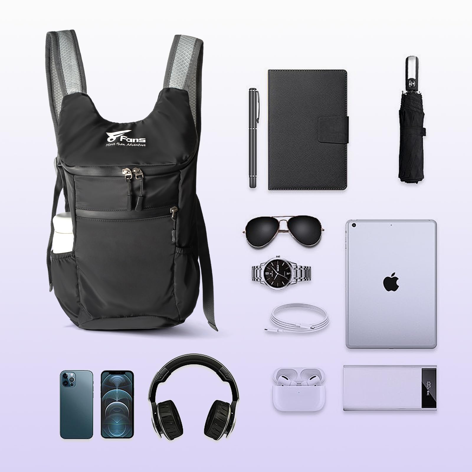 8-Pack Lightweight Waterproof Hiking Backpack - 12L/20L Foldable Daypack for Travel, Outdoor & Camping - Compact Rucksack Perfect for Hiking, Gym & Daily Commute