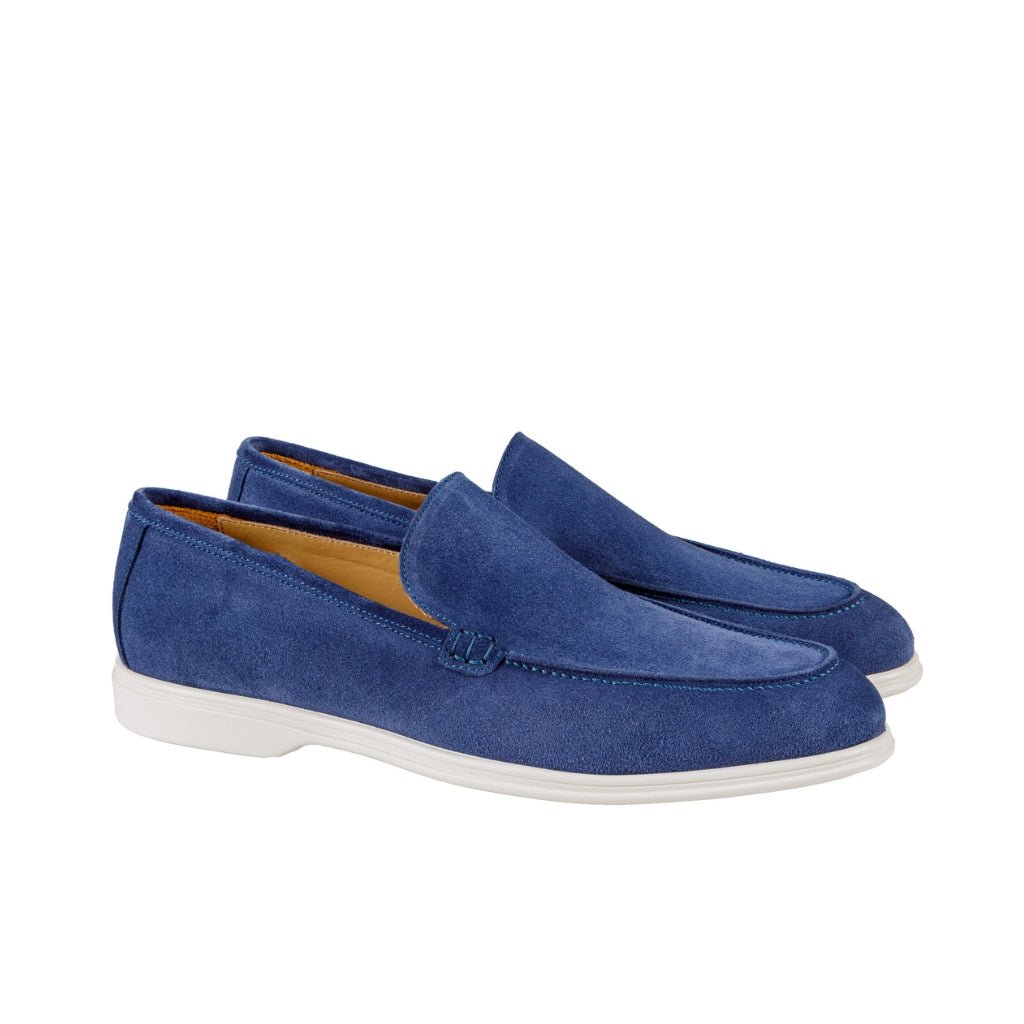 ARTIGIANO ROMA Men's Suede Loafers in Navy Blue - Comfortable Slip-On Shoes for Casual Wear & Office Outfits