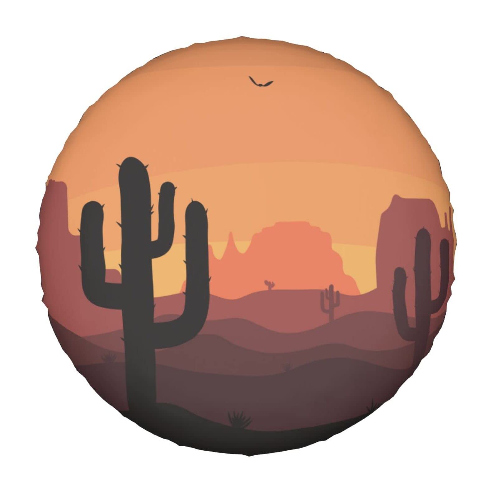 Desert Sunset Cactus Spare Tire Cover - 15 Inch Dustproof Wheel Protector for Trailers, RVs, SUVs & More | Perfect for Road Trips & Outdoor Adventures
