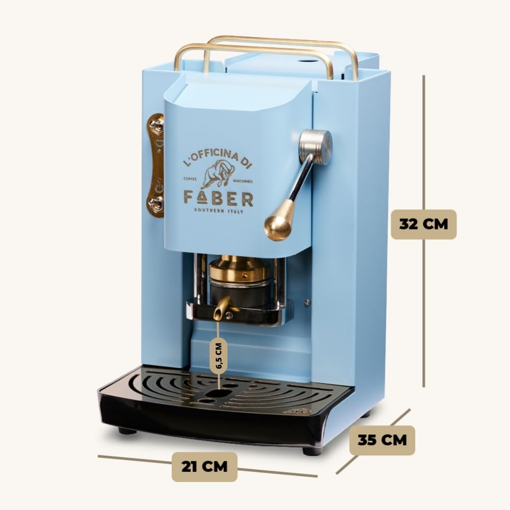 FABER PRO DELUXE 44mm Single Serve Coffee Machine | Adjustable Brass Hot Water Dispenser | Built-in Solenoid Valve | Turquoise Finish | Perfect for Home, Office & Cafes