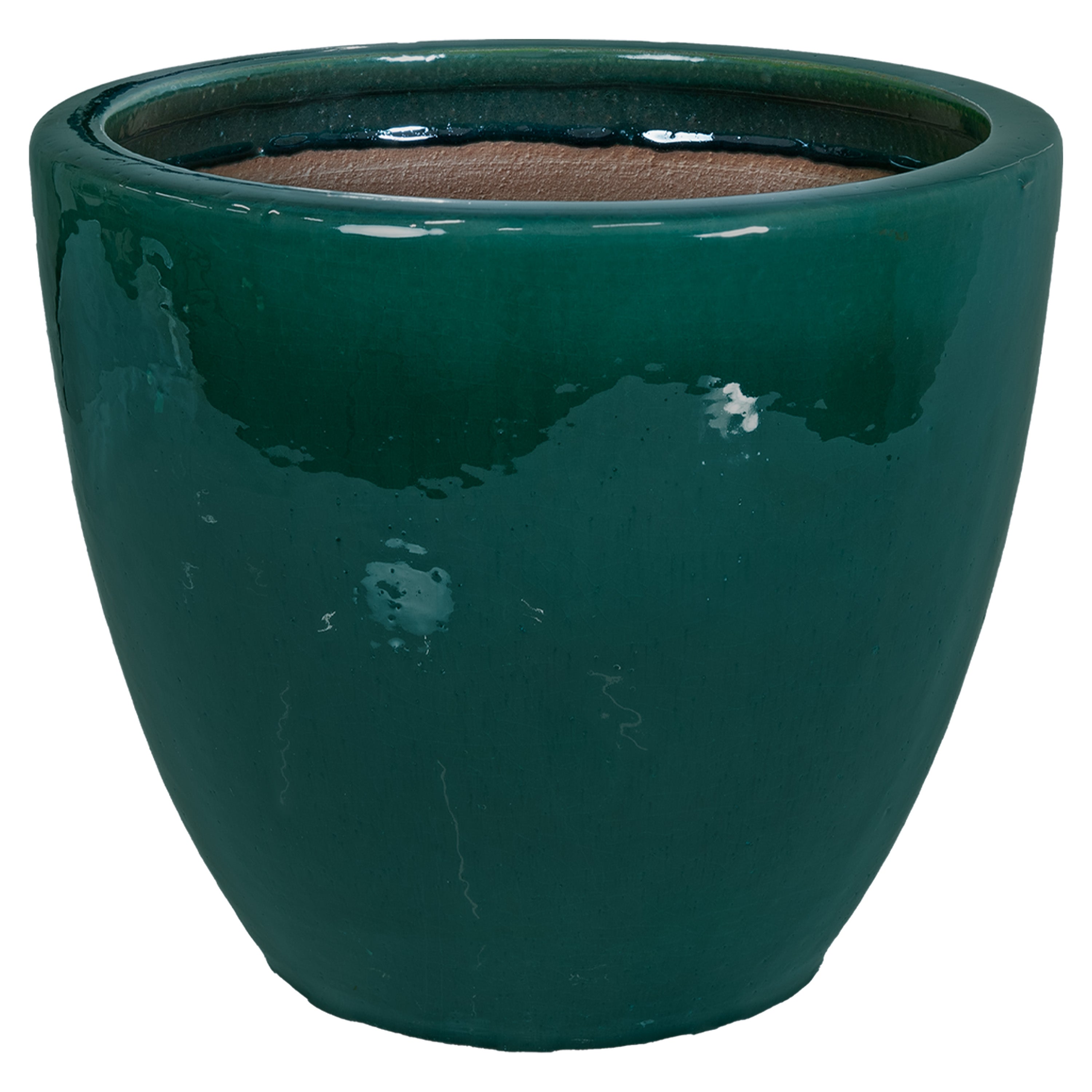 Sunnydaze Resort Round Glazed Ceramic Planter with Drainage Hole - Outdoor Garden Flower Pot for Patio, Deck & Balcony Decor