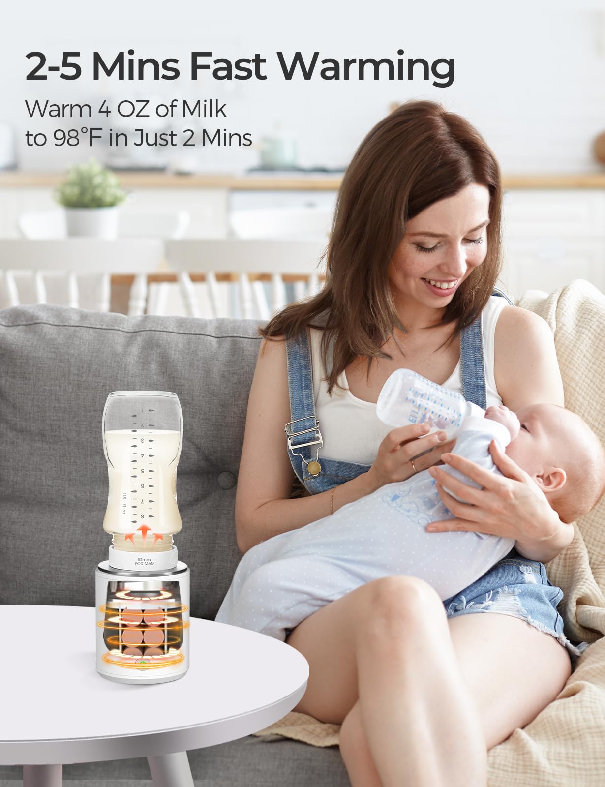 Portable Baby Bottle Warmer - Fast Heating Travel Bottle Warmer with Feeding Bottle | Rechargeable Breastmilk & Formula Warmer for On-the-Go Parents | Perfect for Car, Office & Outdoor Use