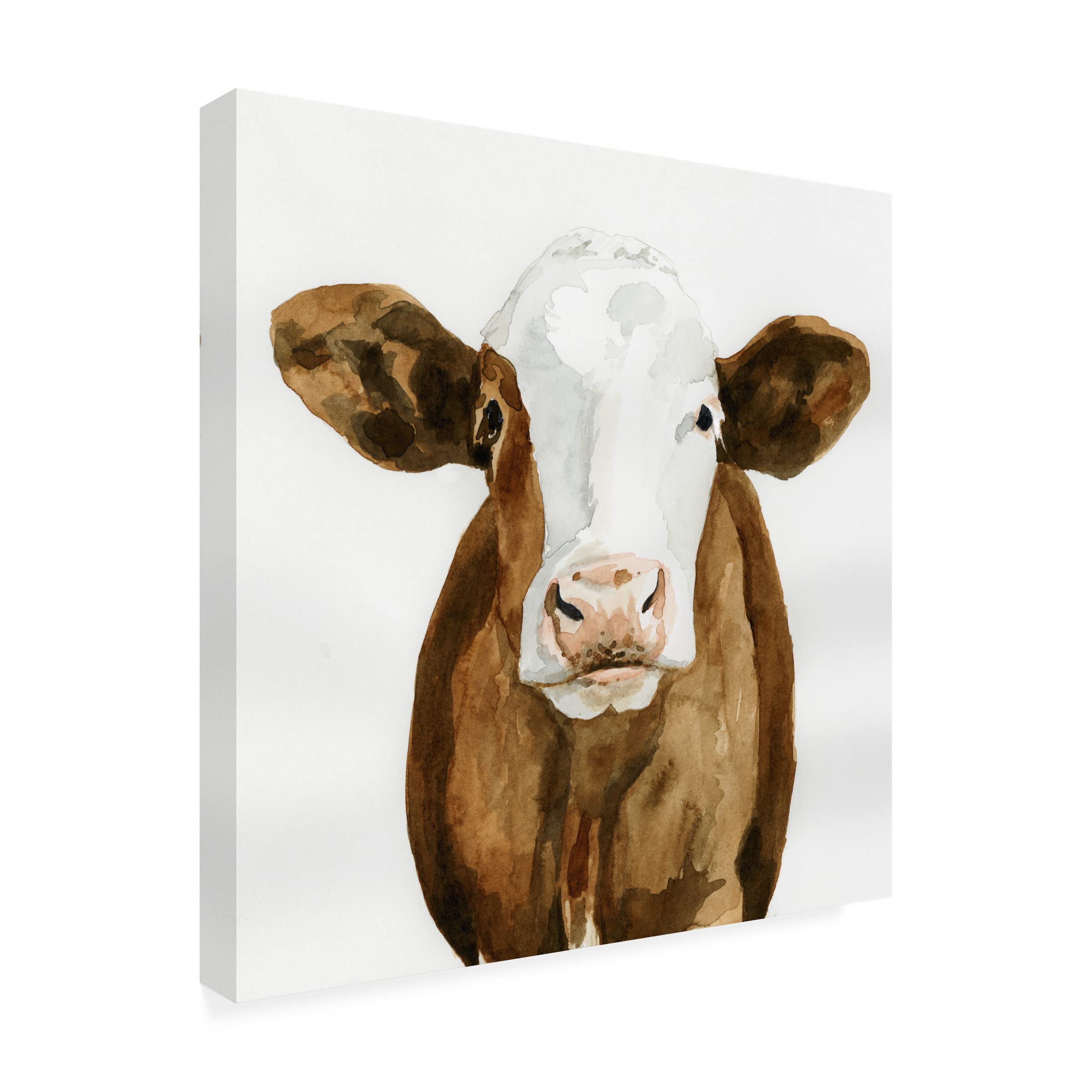 Victoria Barnes 'Cow Gaze II' Canvas Wall Art Print - Modern Farmhouse Decor for Living Room, Bedroom & Office