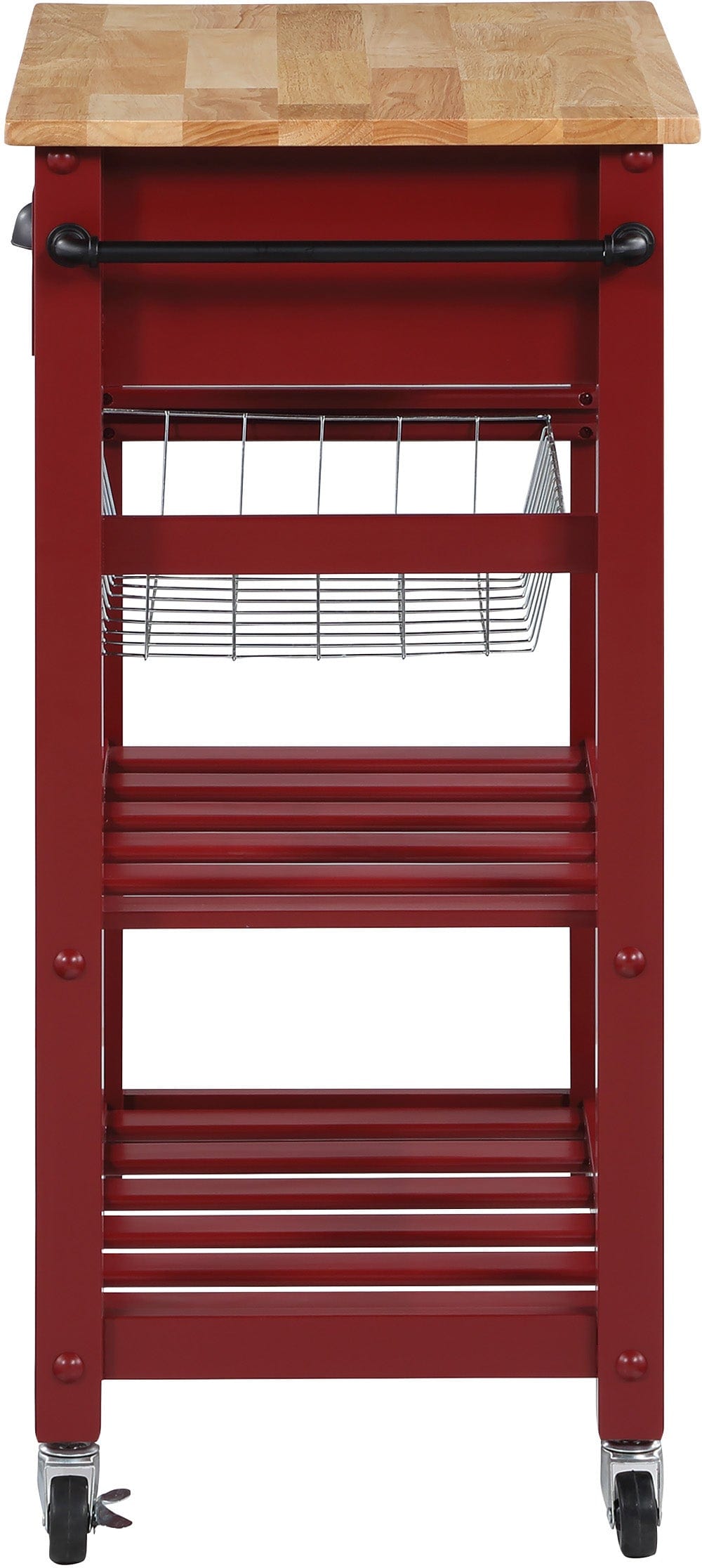 Office Star Hampton Kitchen Cart with Wheels - Portable Rolling Island for Small Spaces, Kitchen Storage & Prep Station - Perfect for Apartments, Dorms & Home Cooking