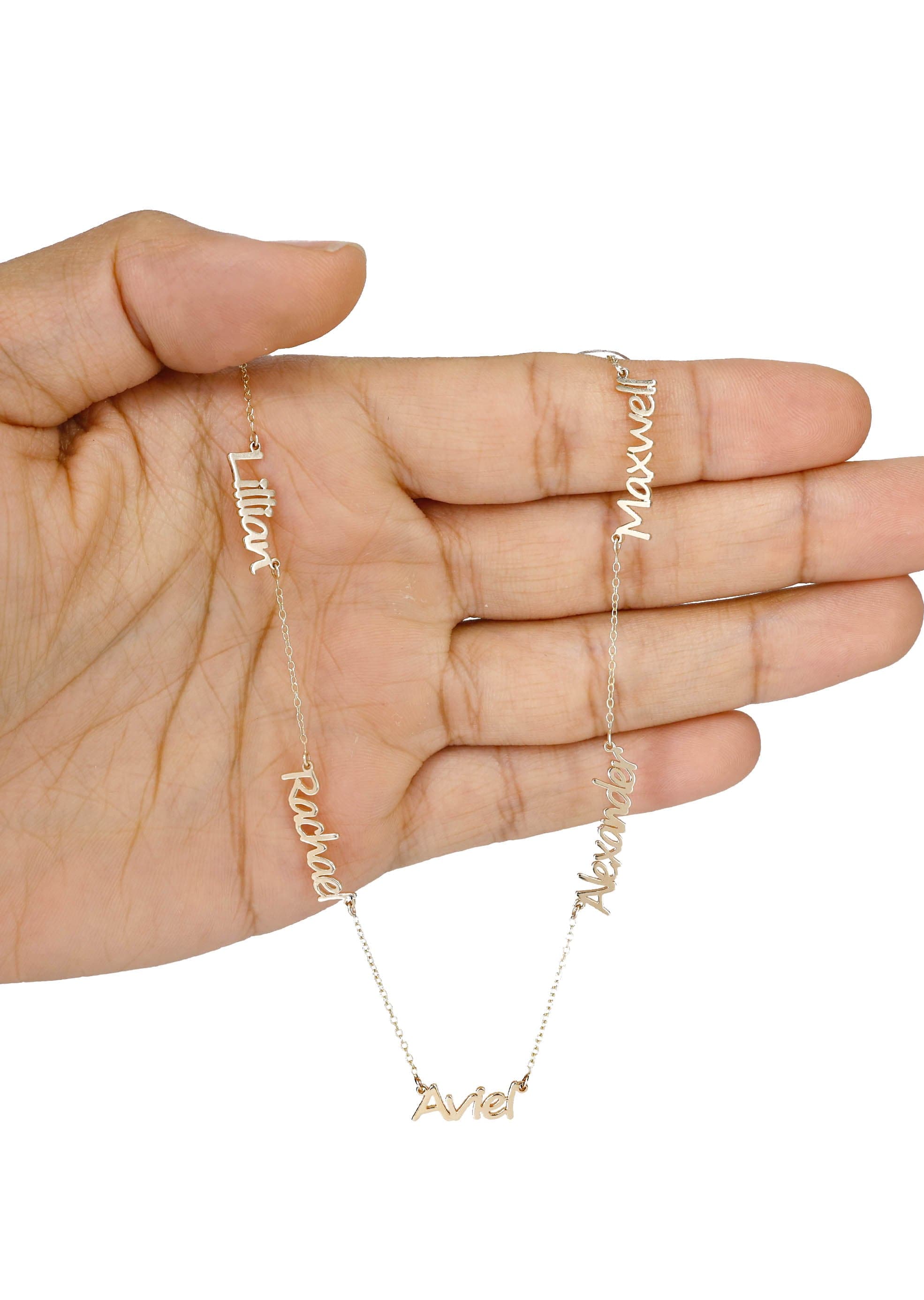 14K Yellow Gold Personalized Name Necklace with 1-5 Names - Custom Engraved Jewelry for Women | Perfect Gift for Birthday, Anniversary & Mother's Day