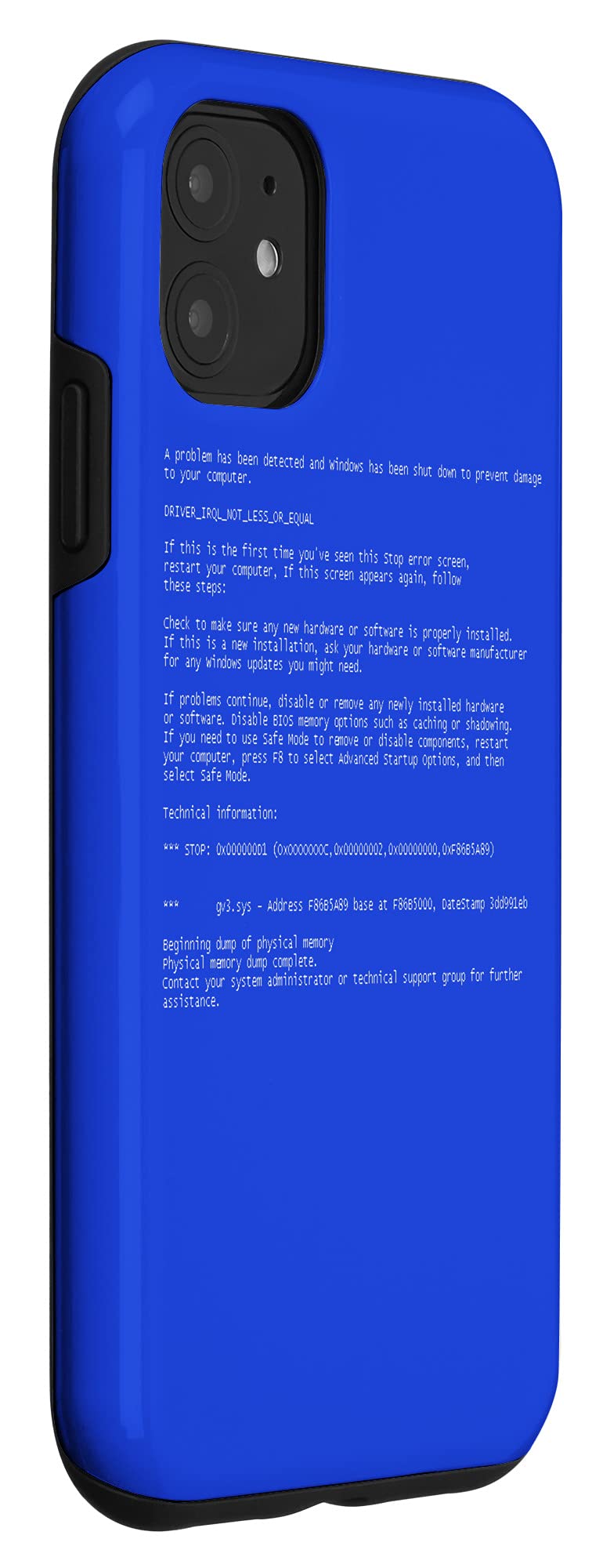 iPhone 11 Case with Blue Screen of Death Design - Funny Programmer Computer Error Phone Cover for Tech Enthusiasts & IT Professionals - Perfect Gift for Developers, Coders, and Software Engineers