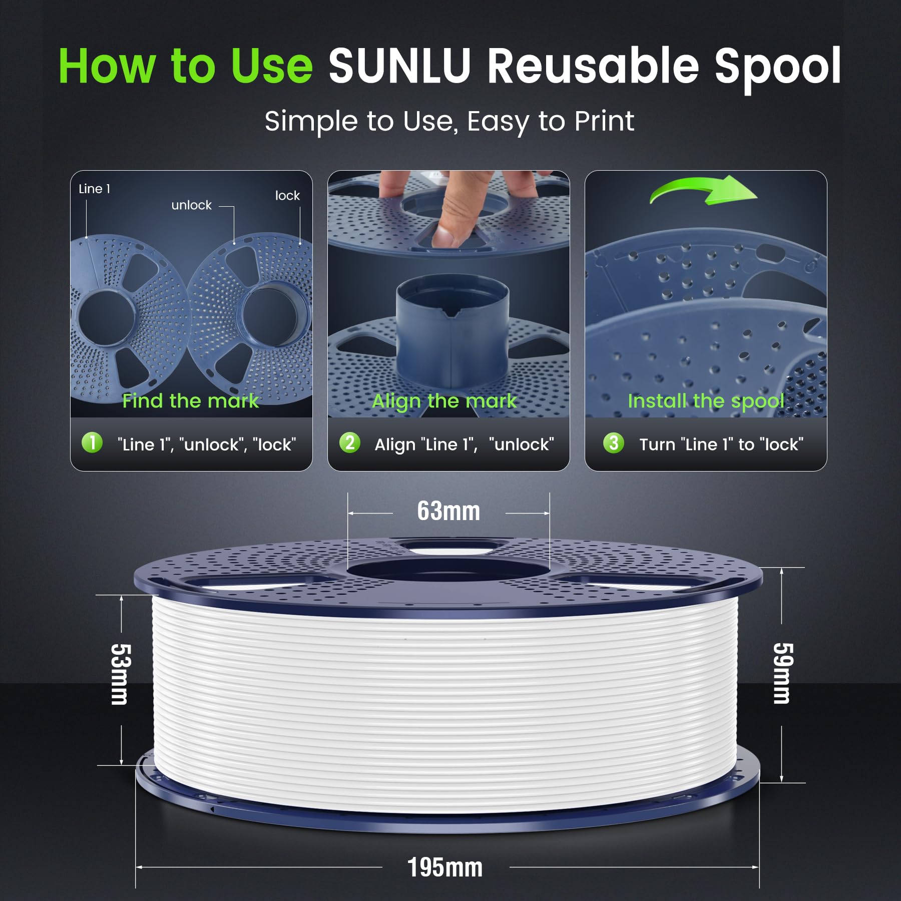 SUNLU 10kg PLA 3D Printer Filament Bundle - 10 Colors (Black, White, Grey, Transparent, Blue, Green, Red, Orange, Yellow, Purple) - 1.75mm ±0.02mm - 10 Spools (1kg Each) - High-Quality Neatly Wound Filament for 3D Printing Projects, DIY Creations, and Prototyping