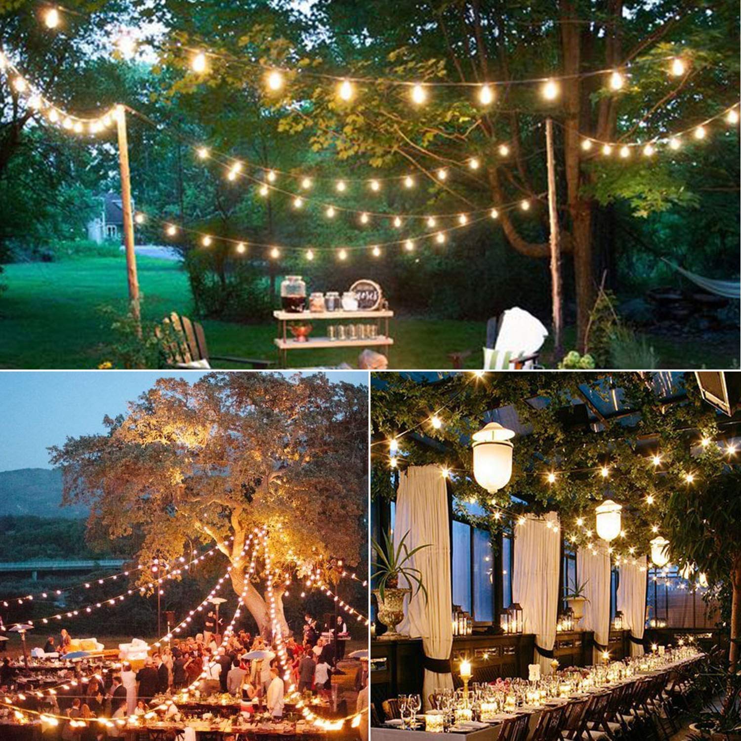 SUNTHIN 48FT Outdoor String Lights with 25 G40 Shatterproof LED Bulbs (1 Spare Included) - Waterproof Hanging Lights for Backyard, Patio, Porch, Deck, Garden & Party Decorations - Perfect for Outdoor Gatherings, Weddings, and Evening Ambiance