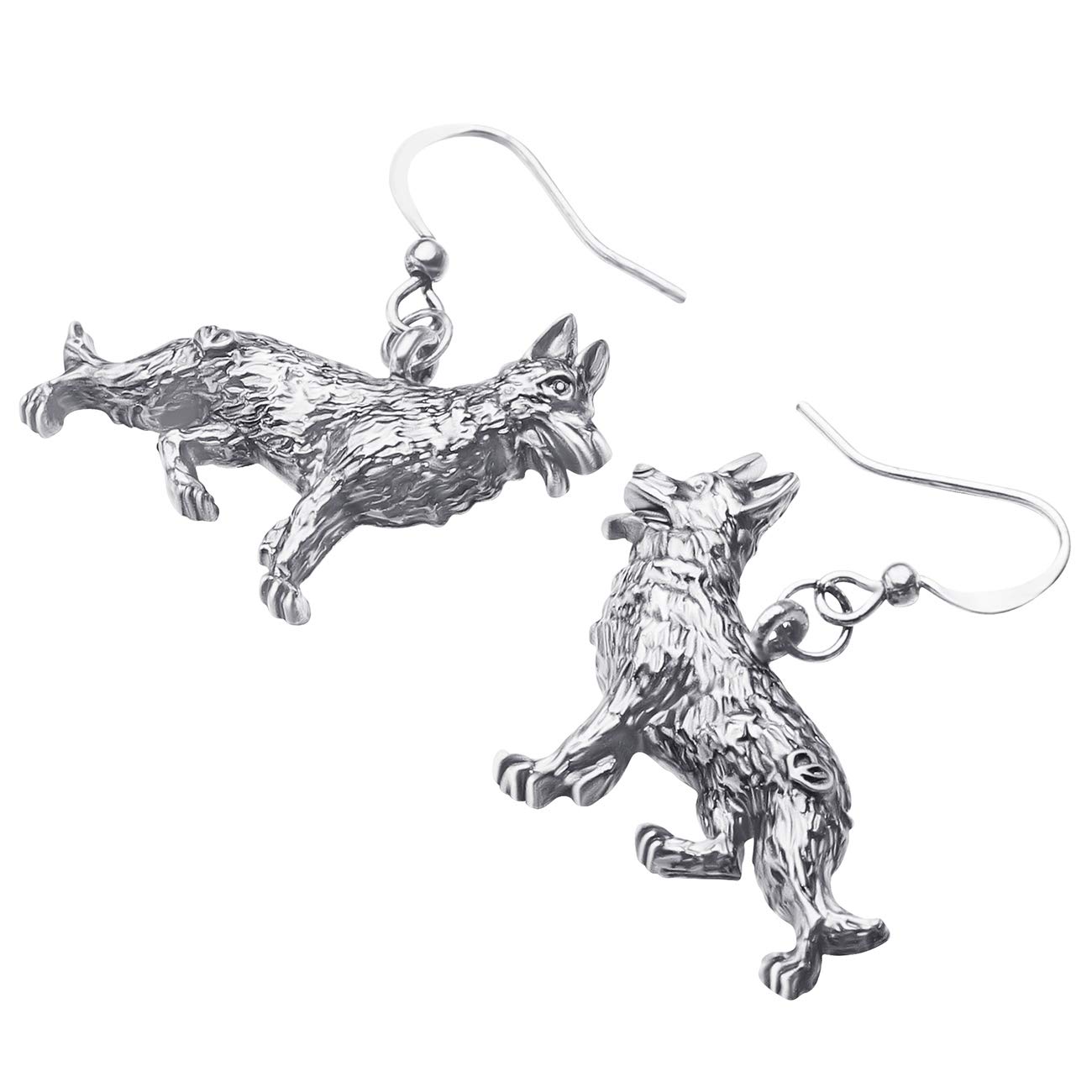 DUOWEI German Shepherd Dog Earrings - Acrylic Pet Drop Dangle Jewelry for Women, Silver Animal Lover Gift for Birthday Party | Perfect for Dog Owners & Pet Lovers