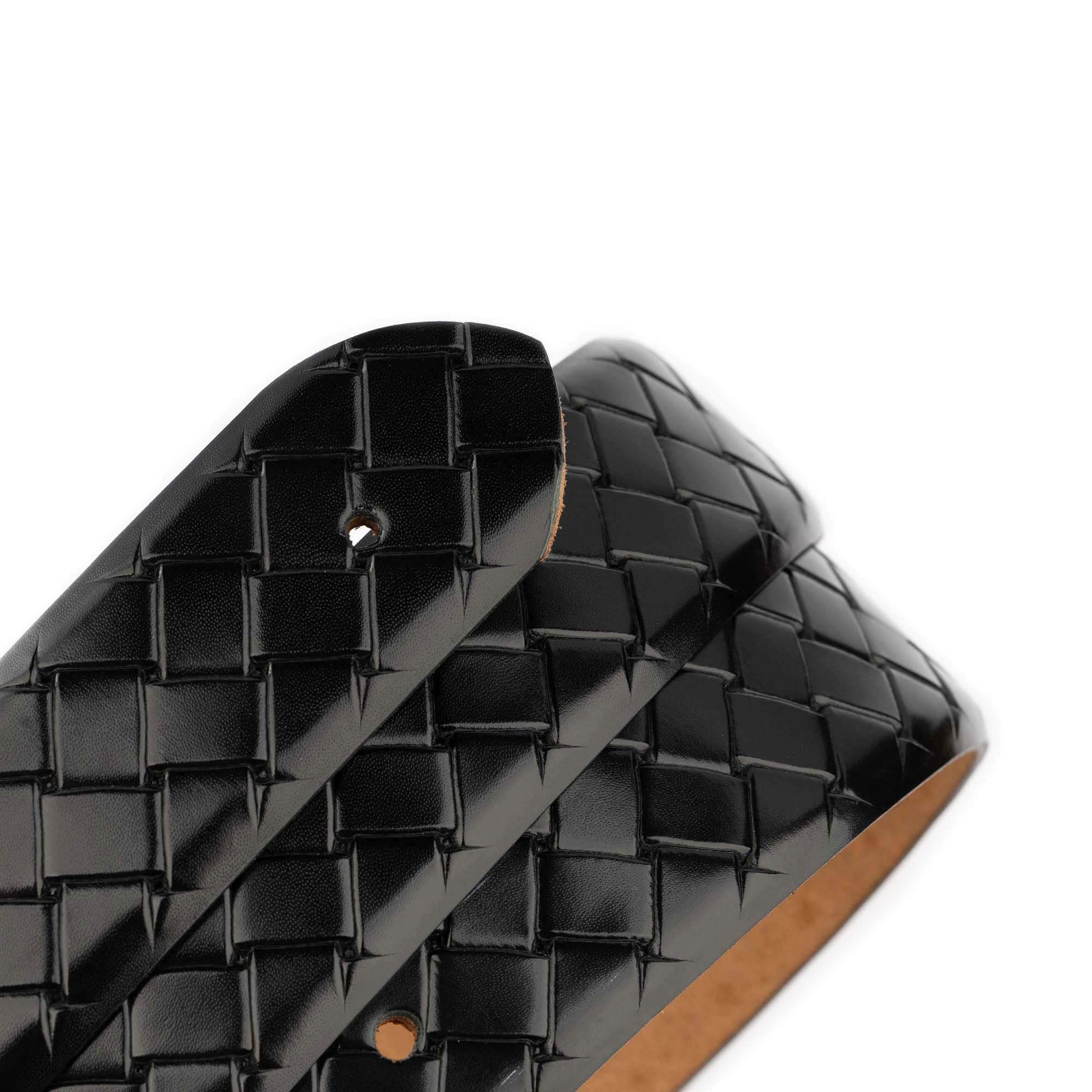 Ferragamo Buckle Replacement Black Woven Embossed Leather Belt Strap 3.8cm (1.5 Inch) - Perfect for Dress Pants, Formal Attire & Business Casual Outfits